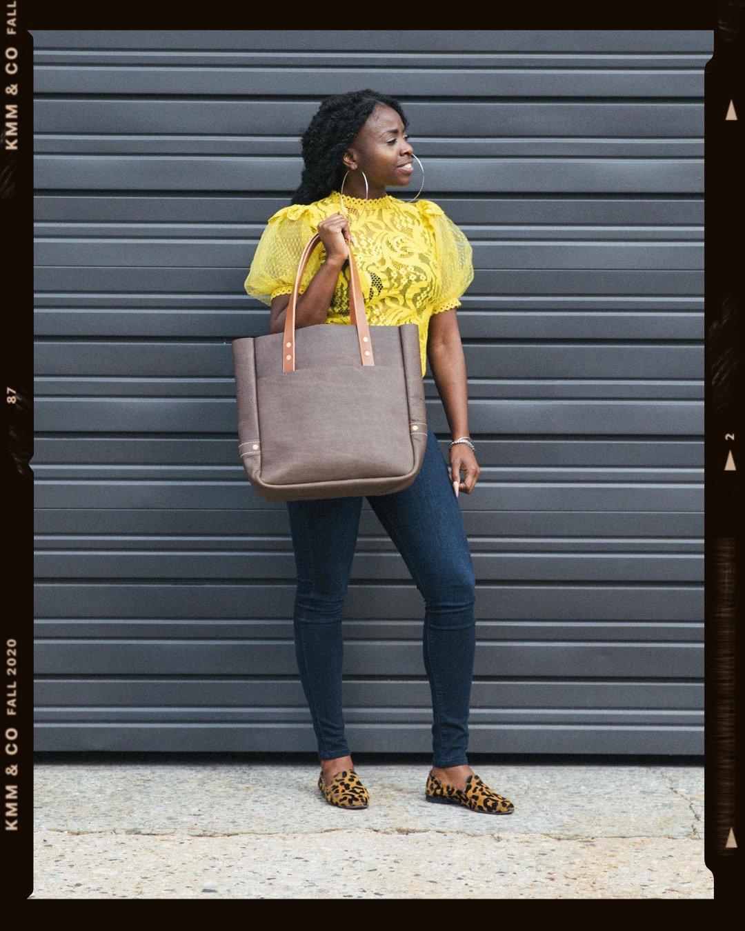 Grey Kodiak carryall leather tote bag