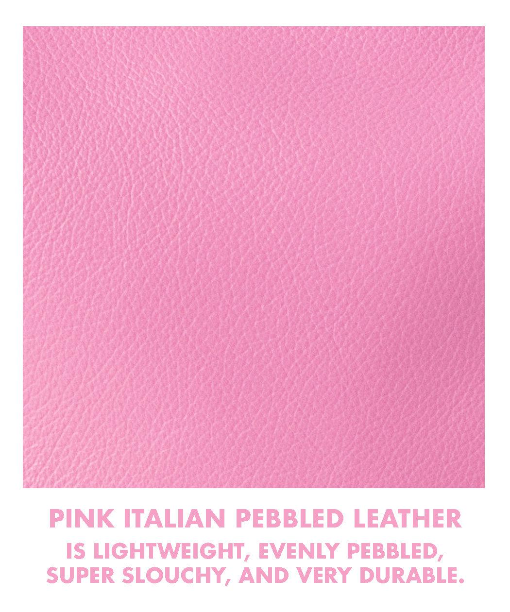 Pink Italian Pebbled Bucket Bag