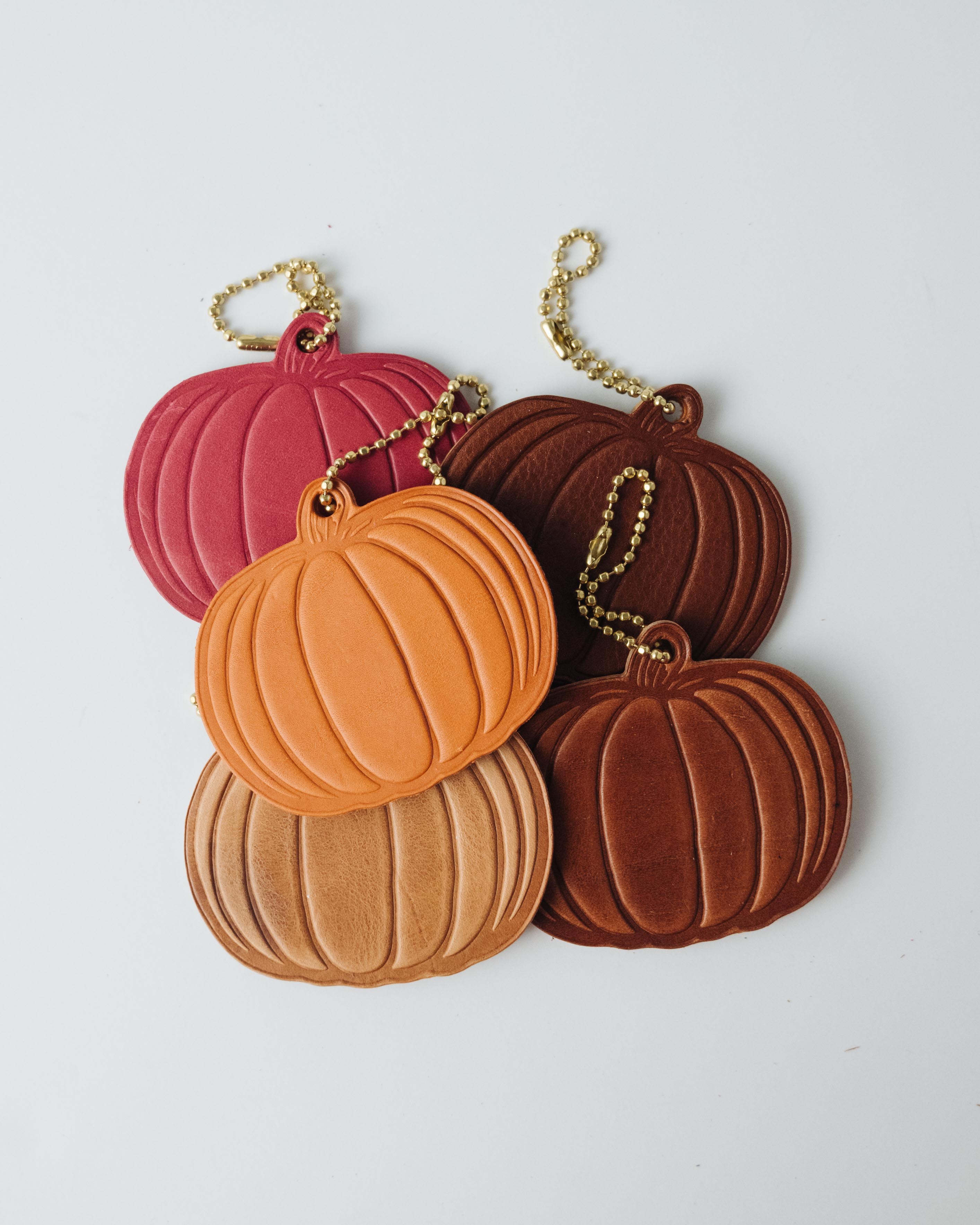 2-Ply Horween Pumpkin Tag- personalized luggage tags - custom luggage tags - KMM & Co.
