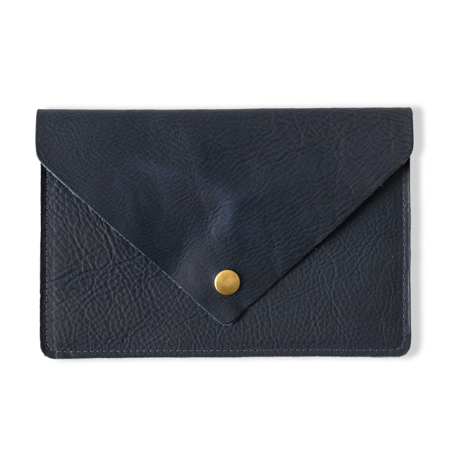 Navy Kodiak Leather Clutch