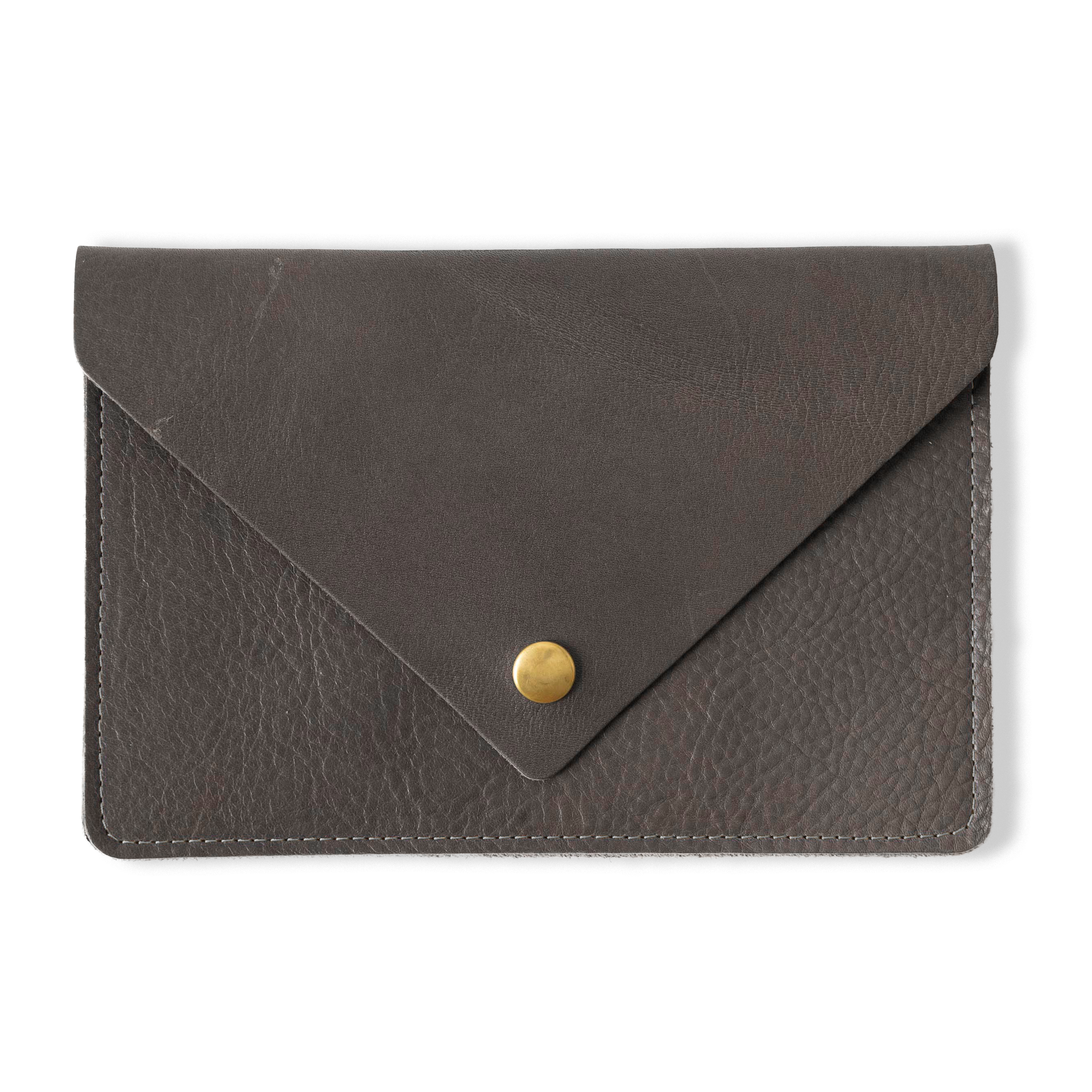 Grey Cypress Leather Clutch