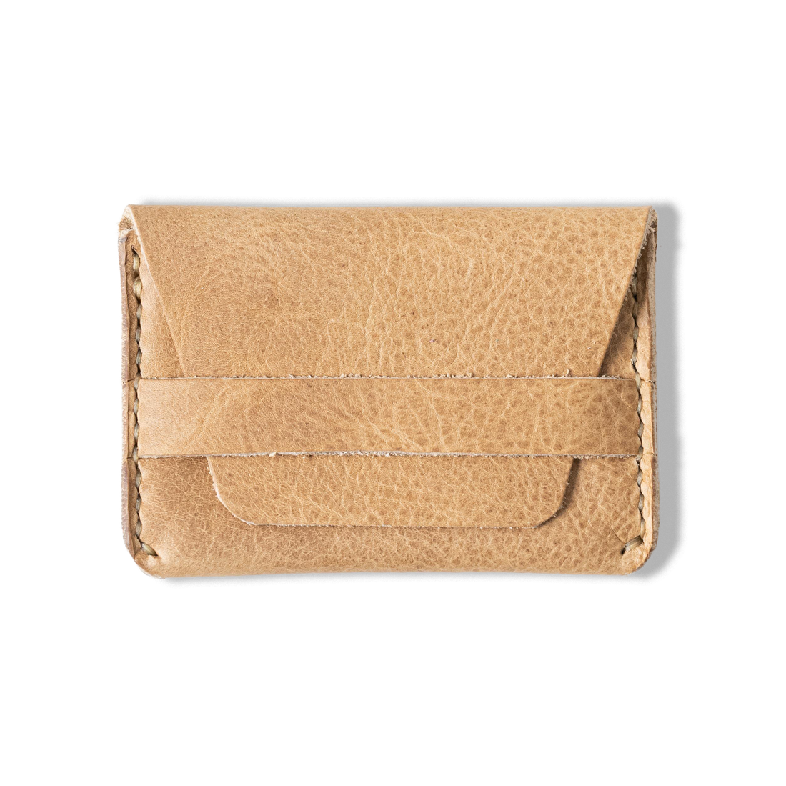 Beige Bison Flap Wallet