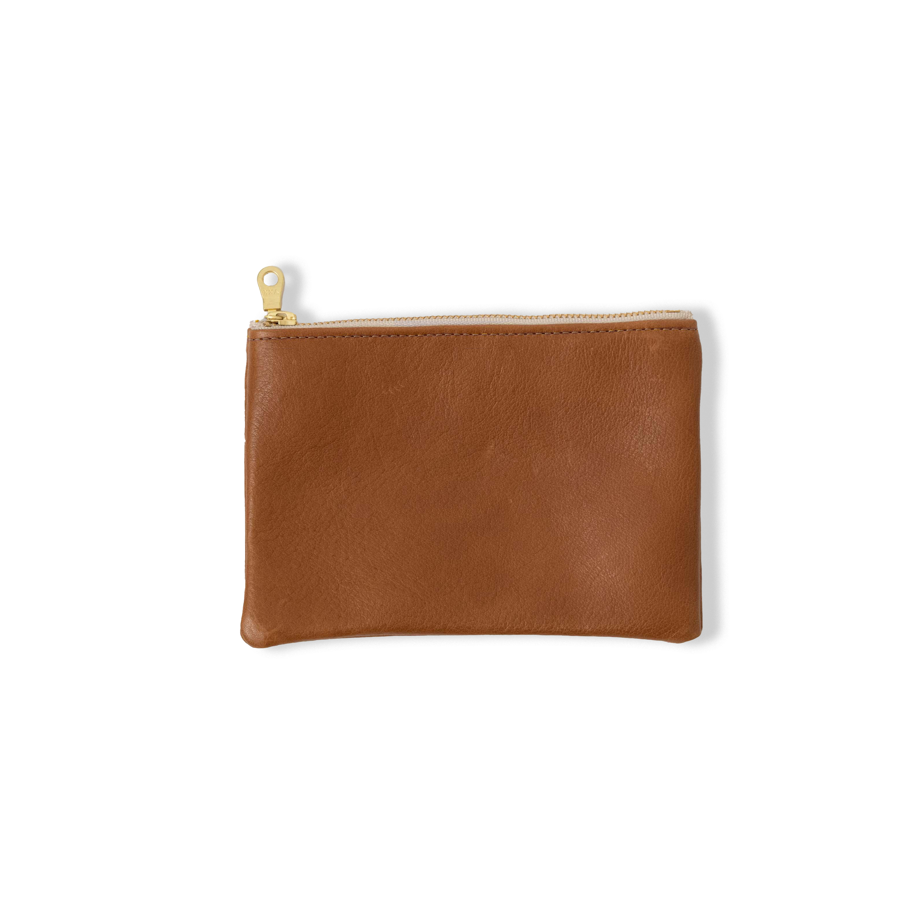 Cognac Cypress Small Zip Pouch