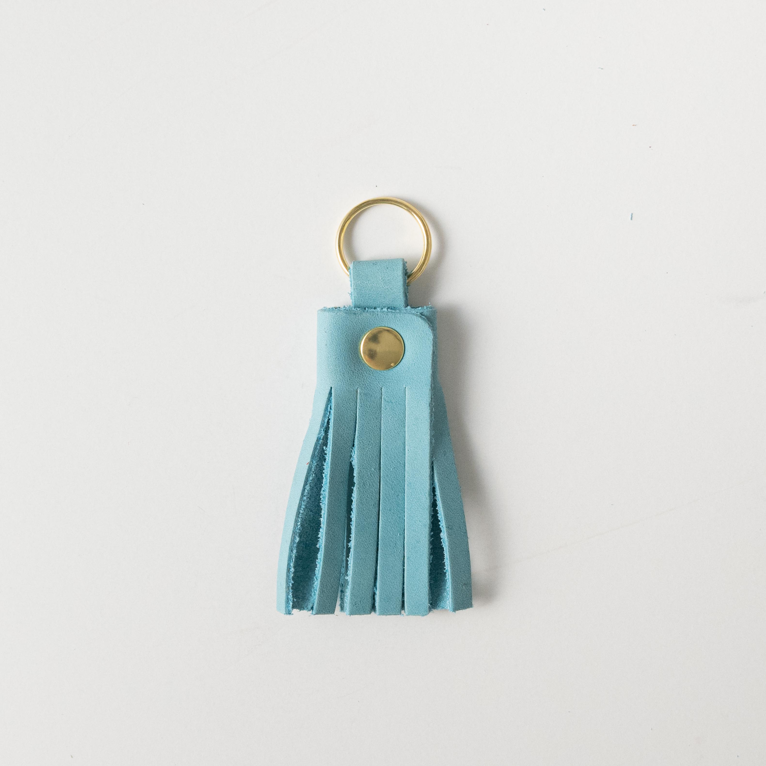 Aegean Blue Tassel Keychain- leather tassel keychain - KMM & Co.