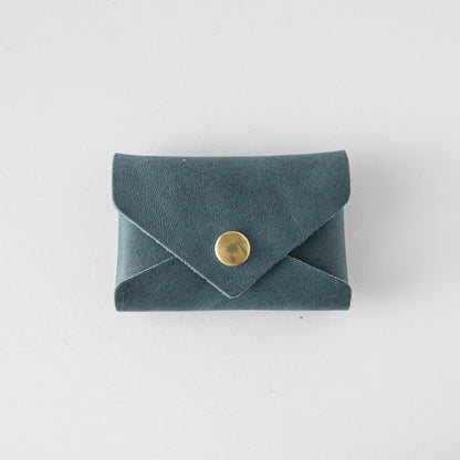 Atlantic Blue Card Envelope- card holder wallet - leather wallet made in America at KMM &amp; Co.