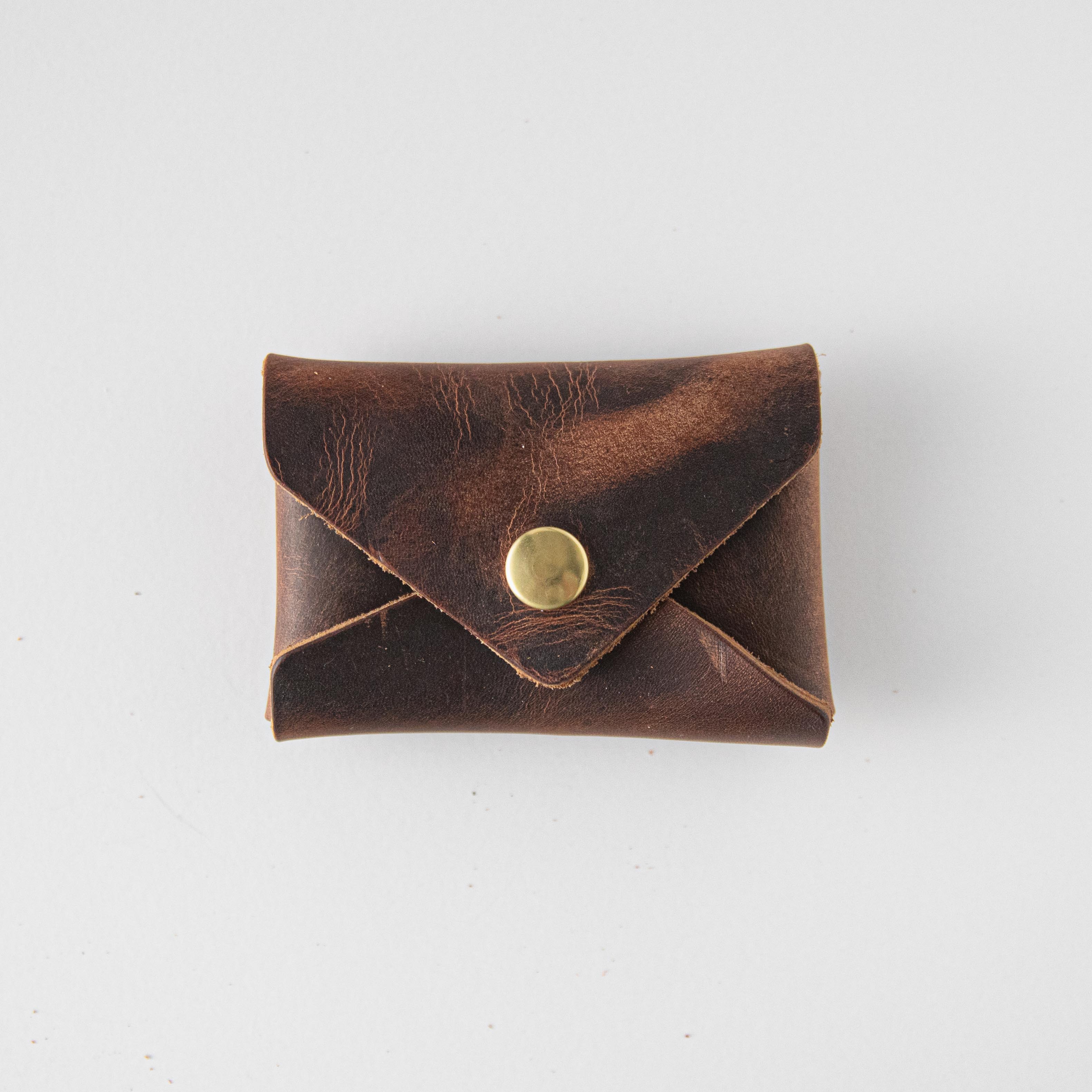 Autumn Harvest Card Envelope- card holder wallet - leather wallet made in America at KMM & Co.