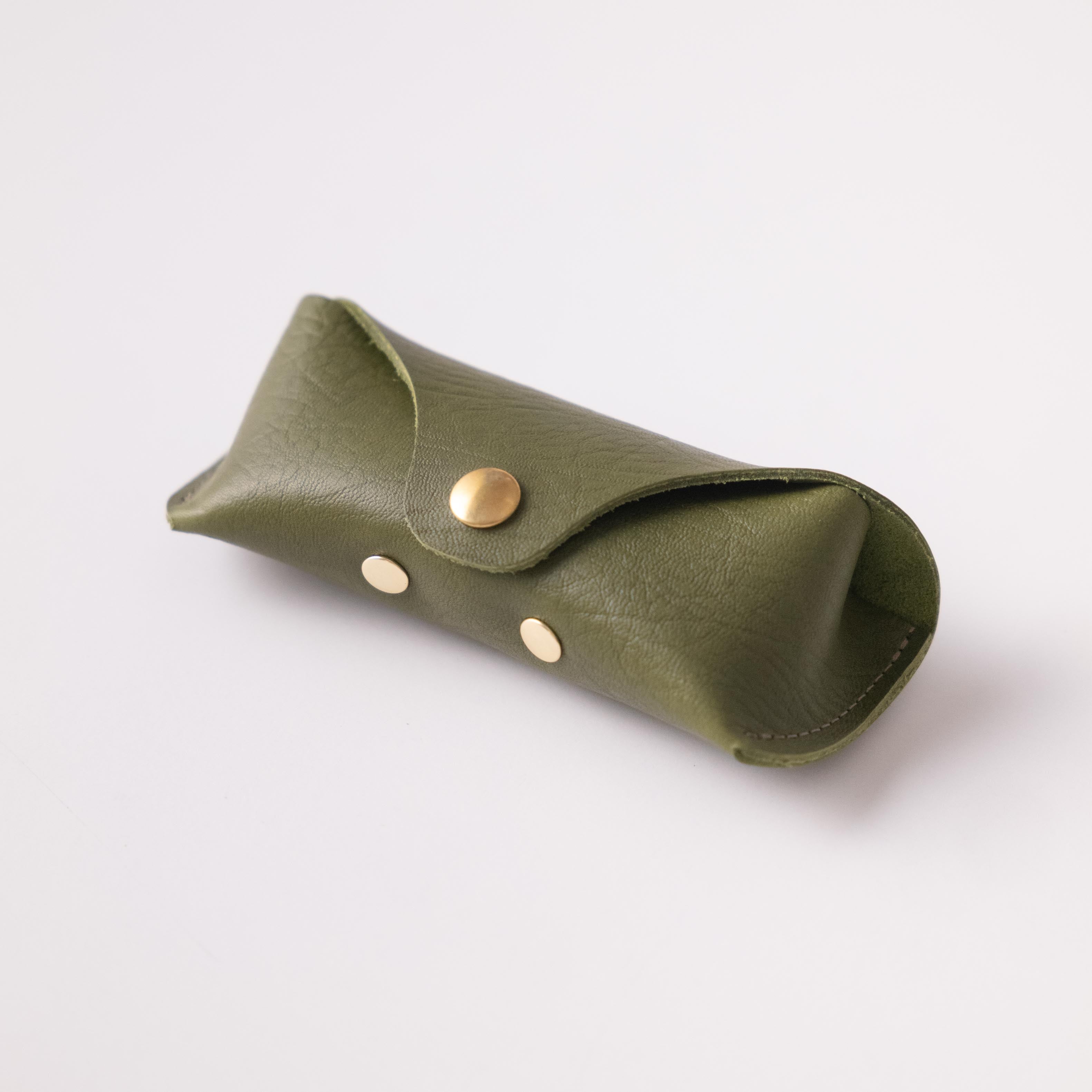 Avocado Bullhide Sunglasses Case- leather glasses case - KMM & Co.