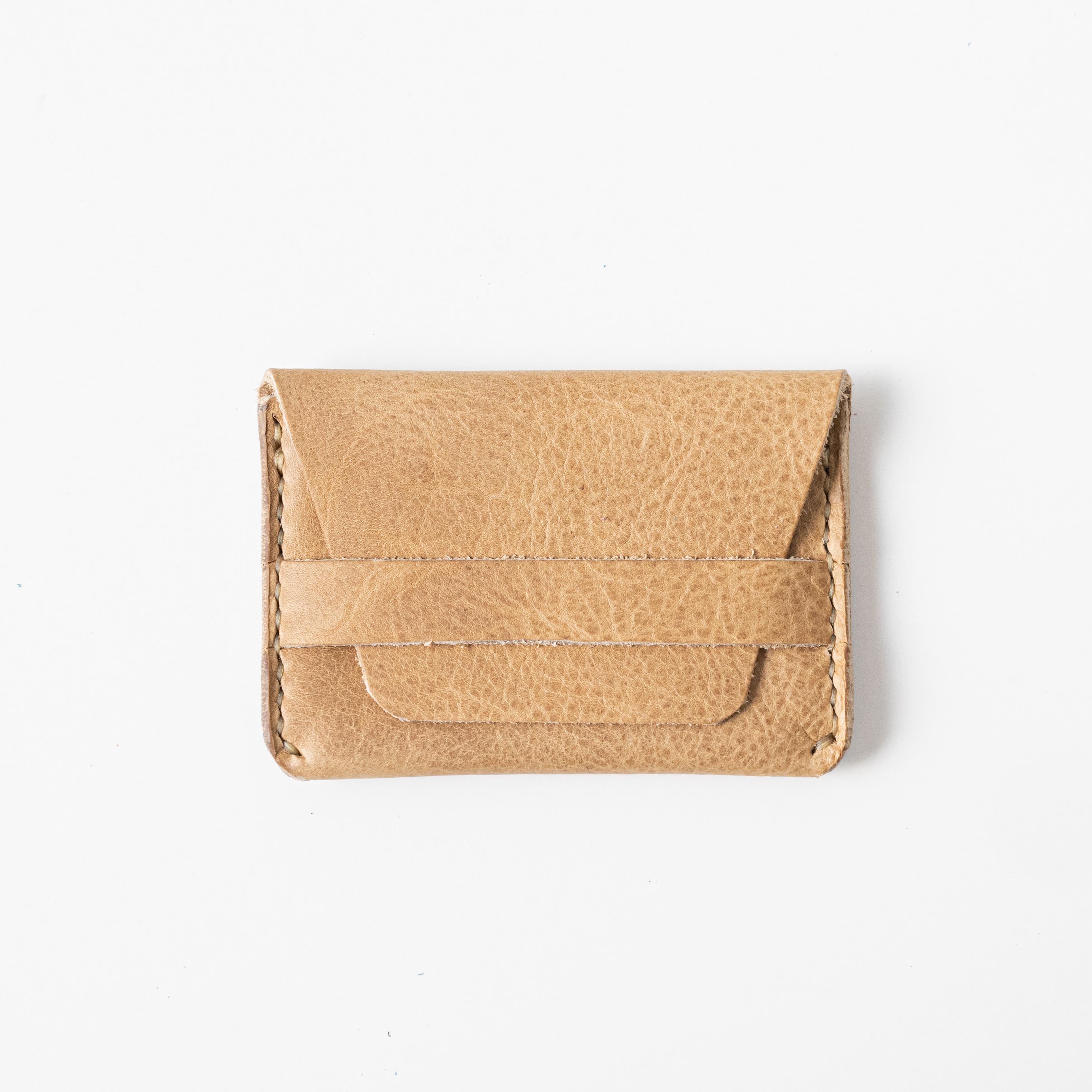 Beige Bison Flap Wallet- mens leather wallet - handmade leather wallets at KMM &amp; Co.