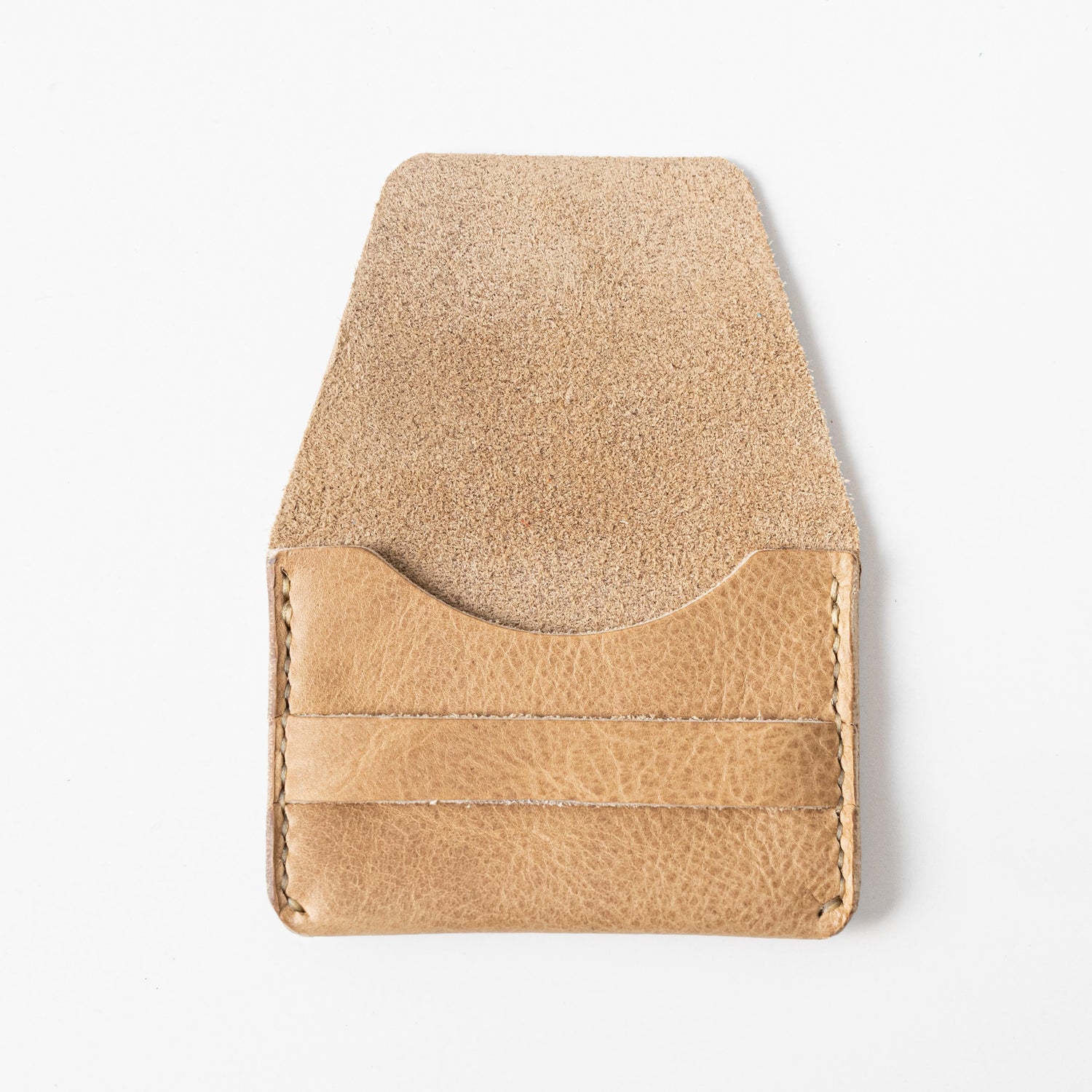 Beige Bison Flap Wallet- mens leather wallet - handmade leather wallets at KMM & Co.