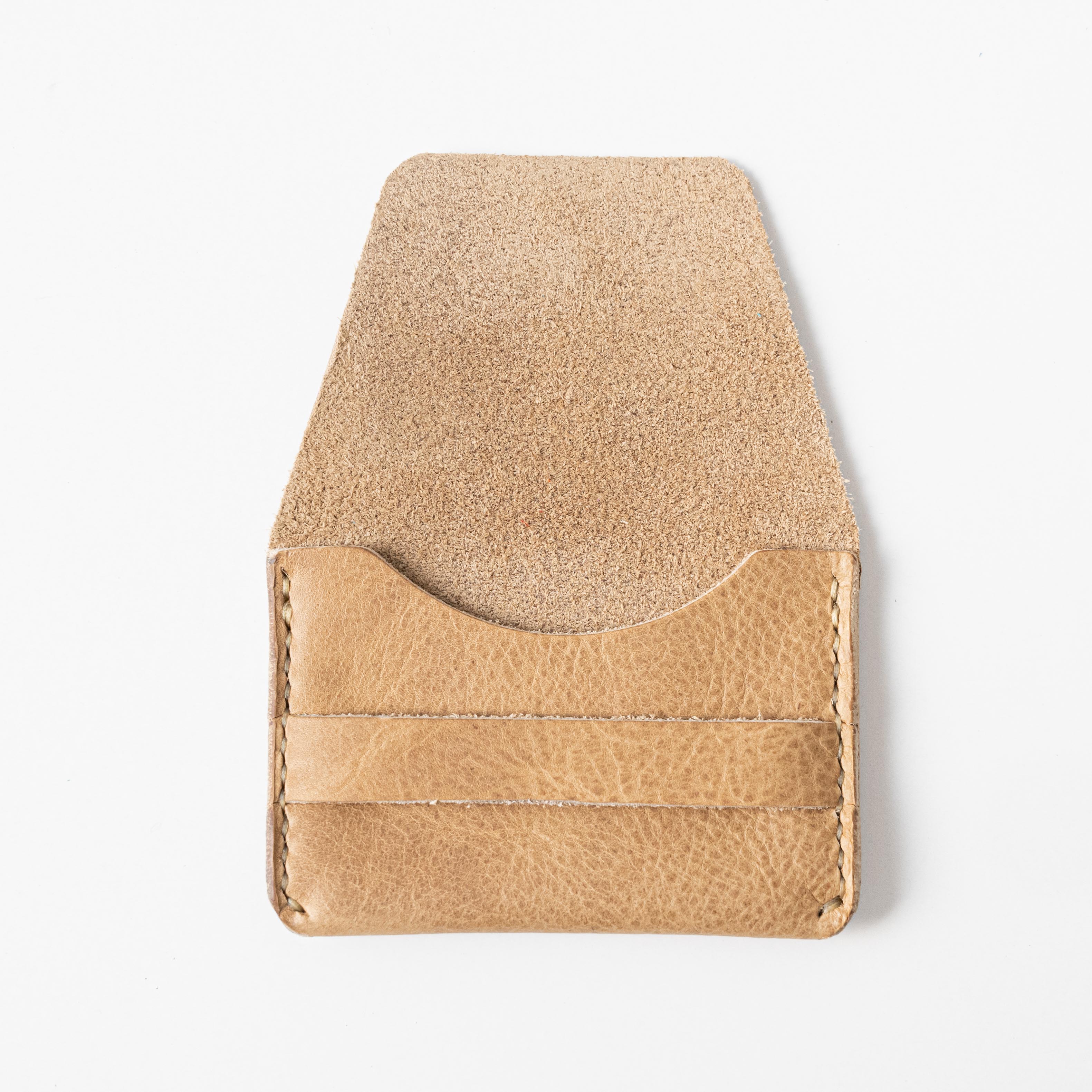 Beige Bison Flap Wallet- mens leather wallet - handmade leather wallets at KMM & Co.