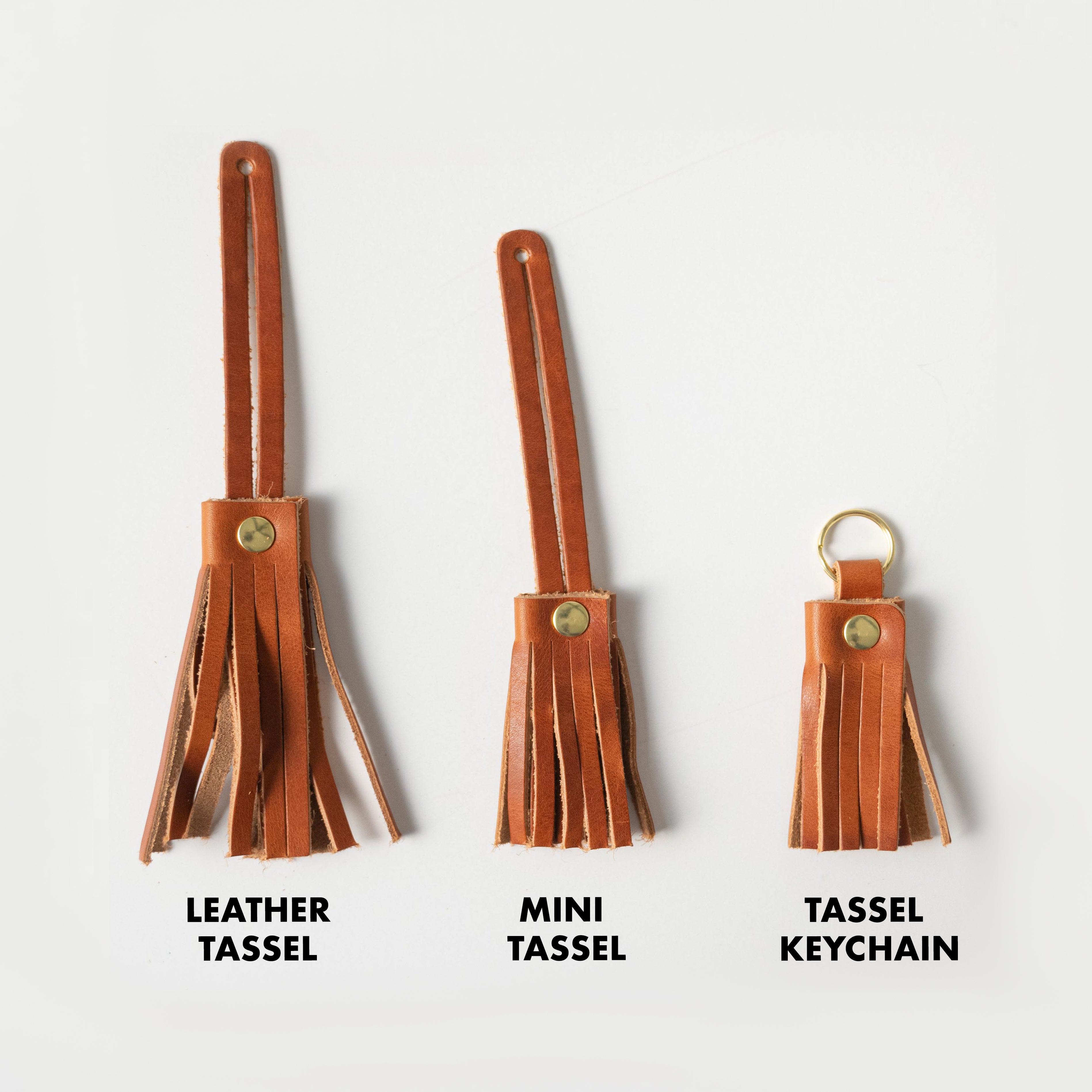 Beige Bison Leather Tassel- leather tassel keychain - KMM &amp; Co.
