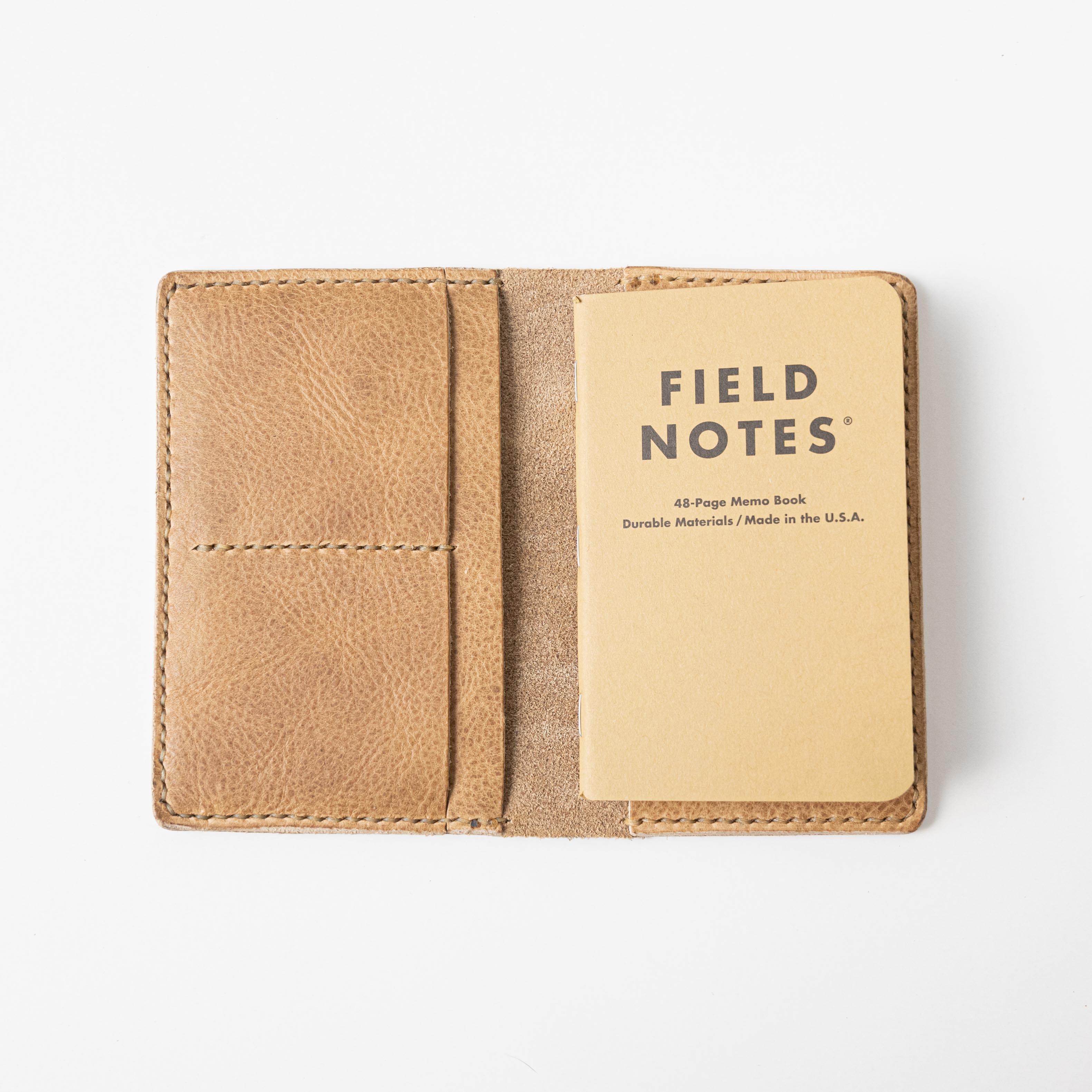 Beige Bison Notebook Wallet- leather notebook cover - passport holder - KMM &amp; Co.