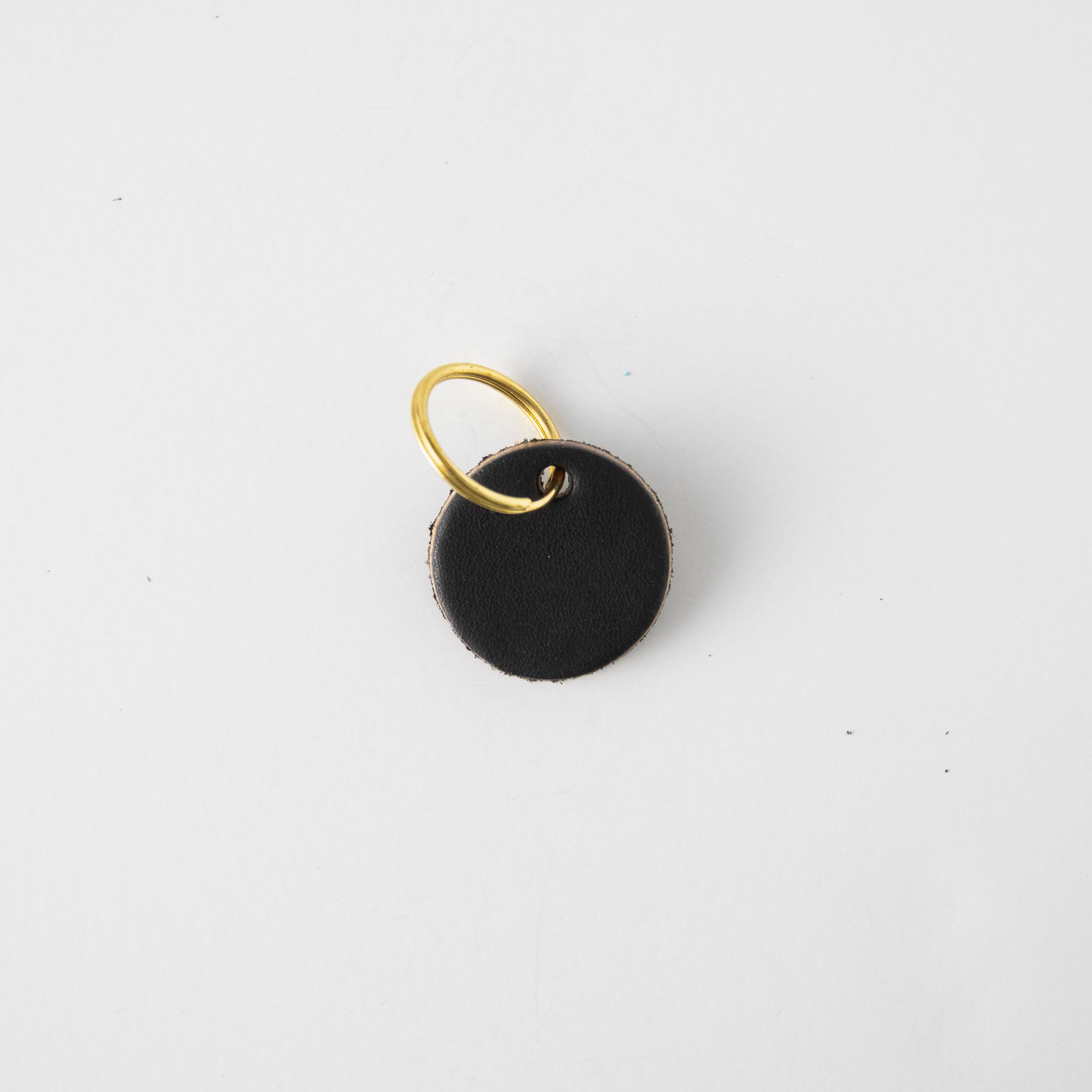 Black Circle Key Fob- leather keychain - leather key holder - leather key fob - KMM & Co.