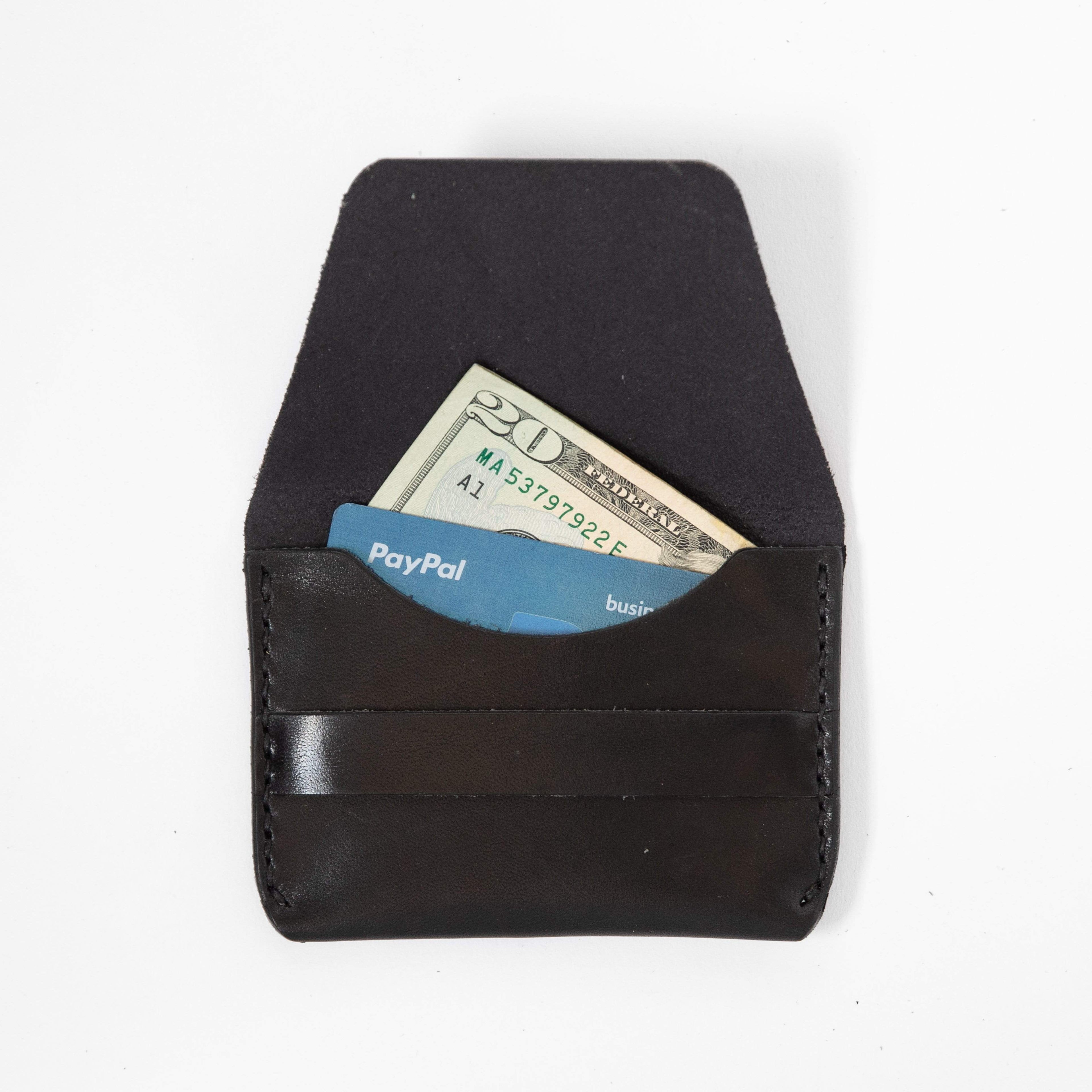 Black Flap Wallet- mens leather wallet - handmade leather wallets at KMM & Co.