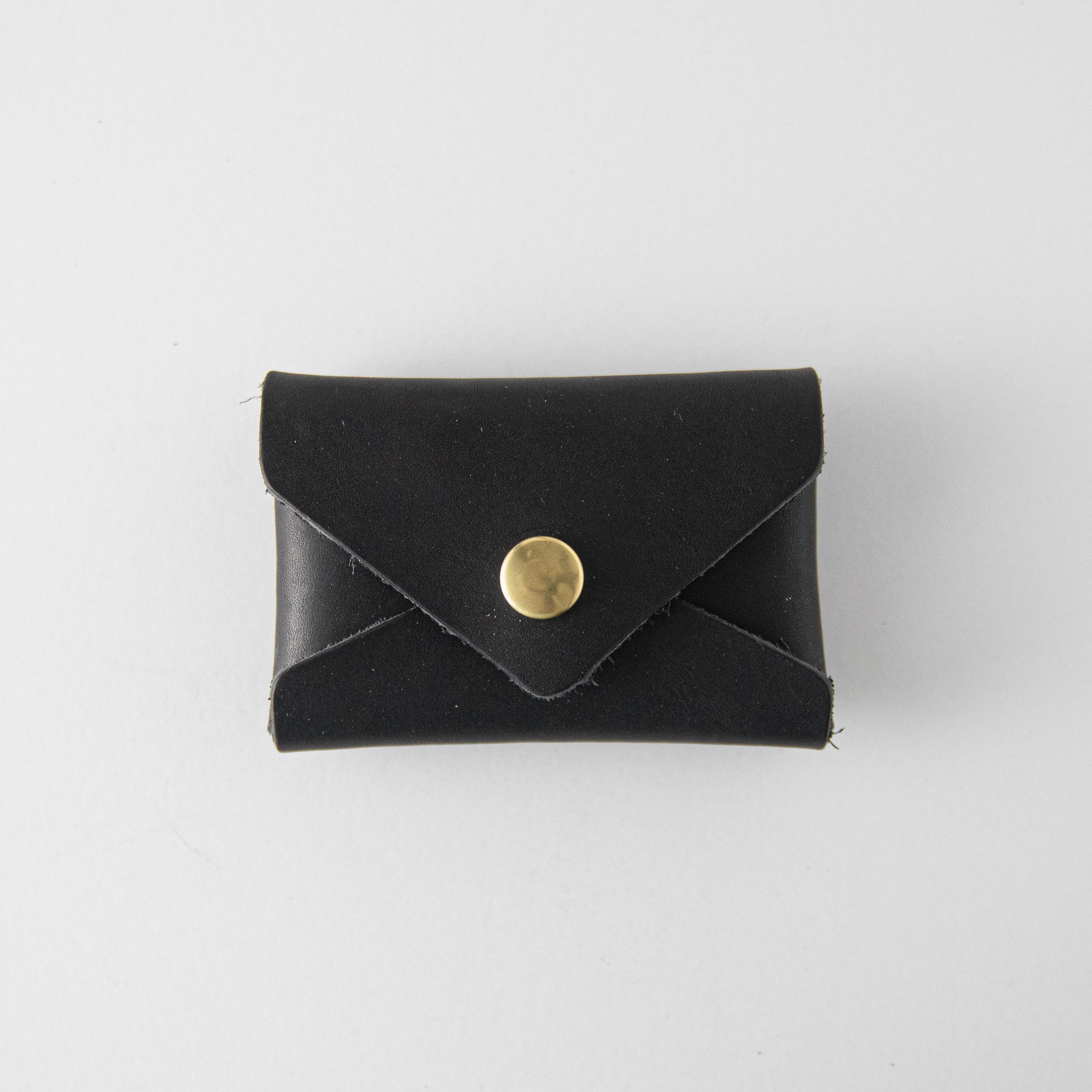 Black Harvest Card Envelope- card holder wallet - leather wallet made in America at KMM & Co.