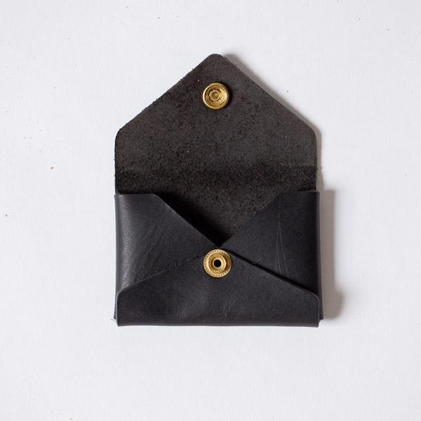 Black Harvest Card Envelope- card holder wallet - leather wallet made in America at KMM & Co.