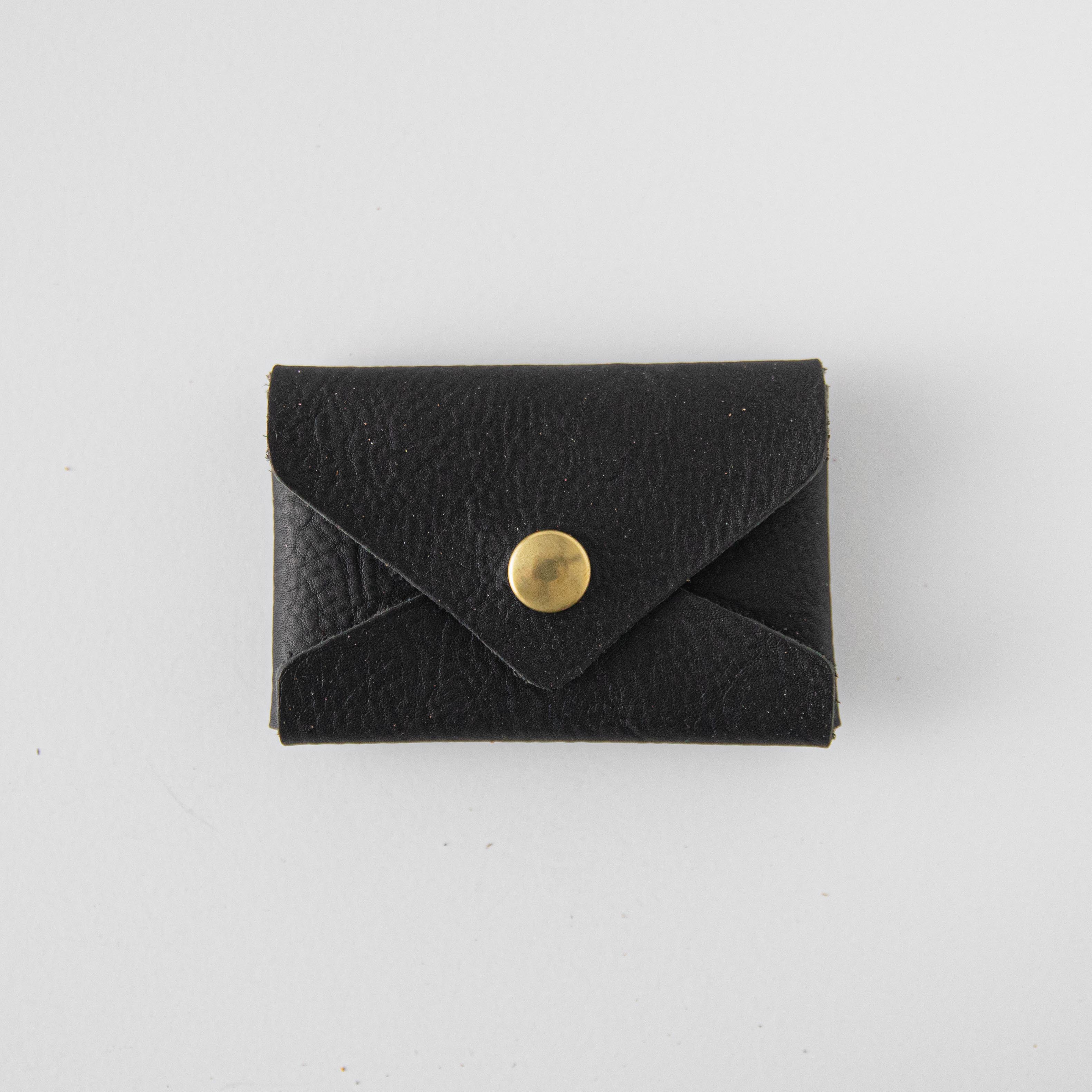 Black Kodiak Card Envelope- card holder wallet - leather wallet made in America at KMM & Co.