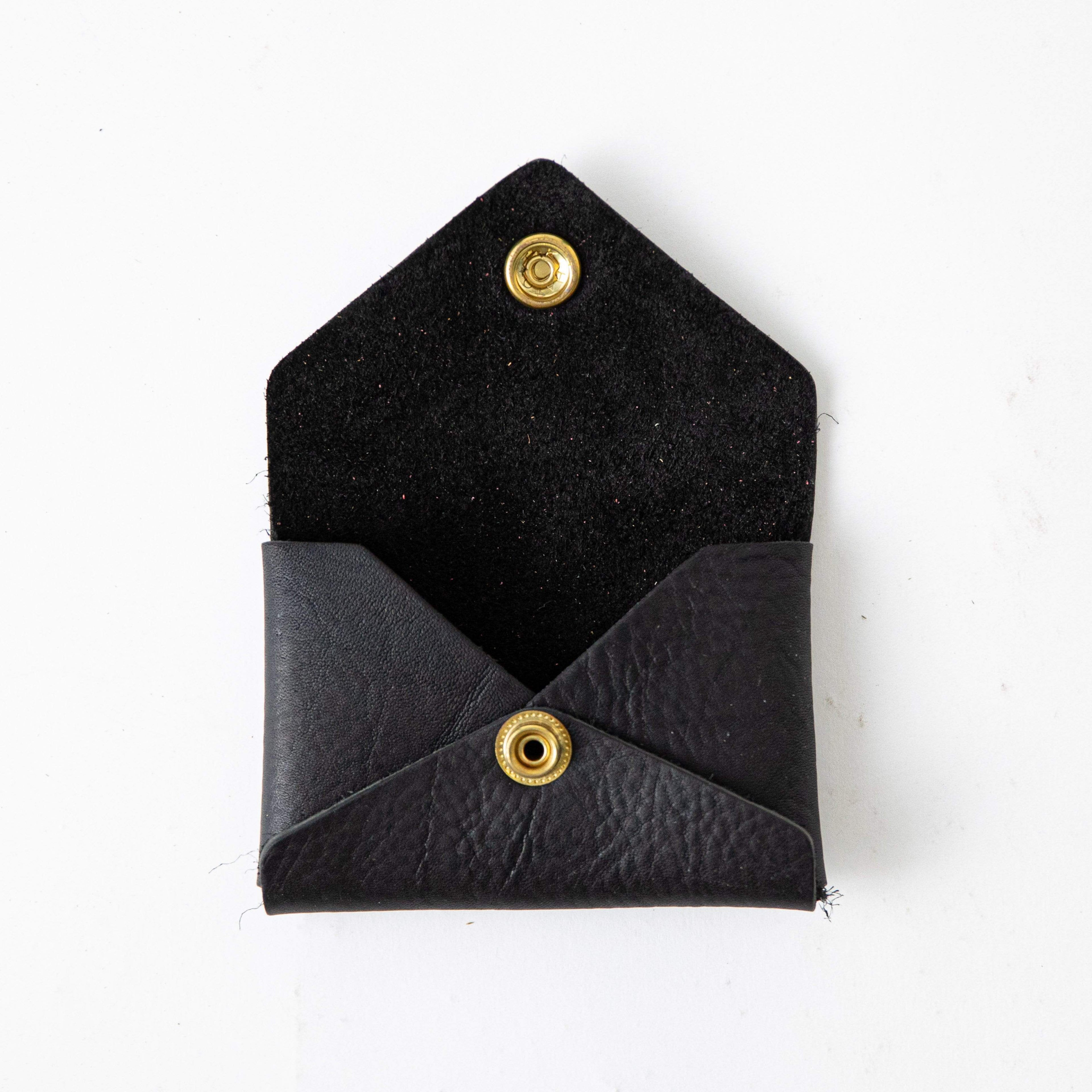 Black Kodiak Card Envelope- card holder wallet - leather wallet made in America at KMM & Co.