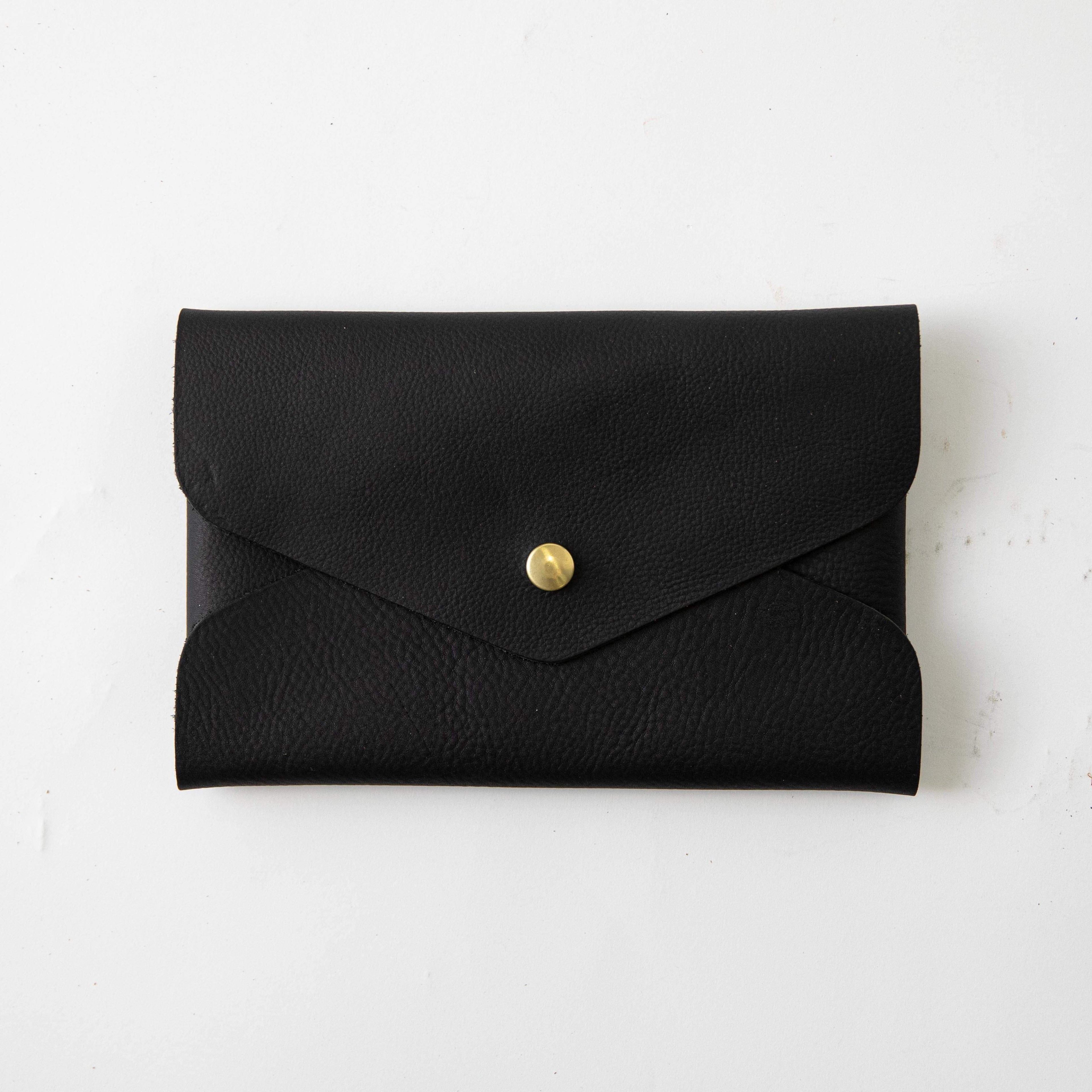 Black Kodiak Envelope Clutch- leather clutch bag - handmade leather bags - KMM &amp; Co.