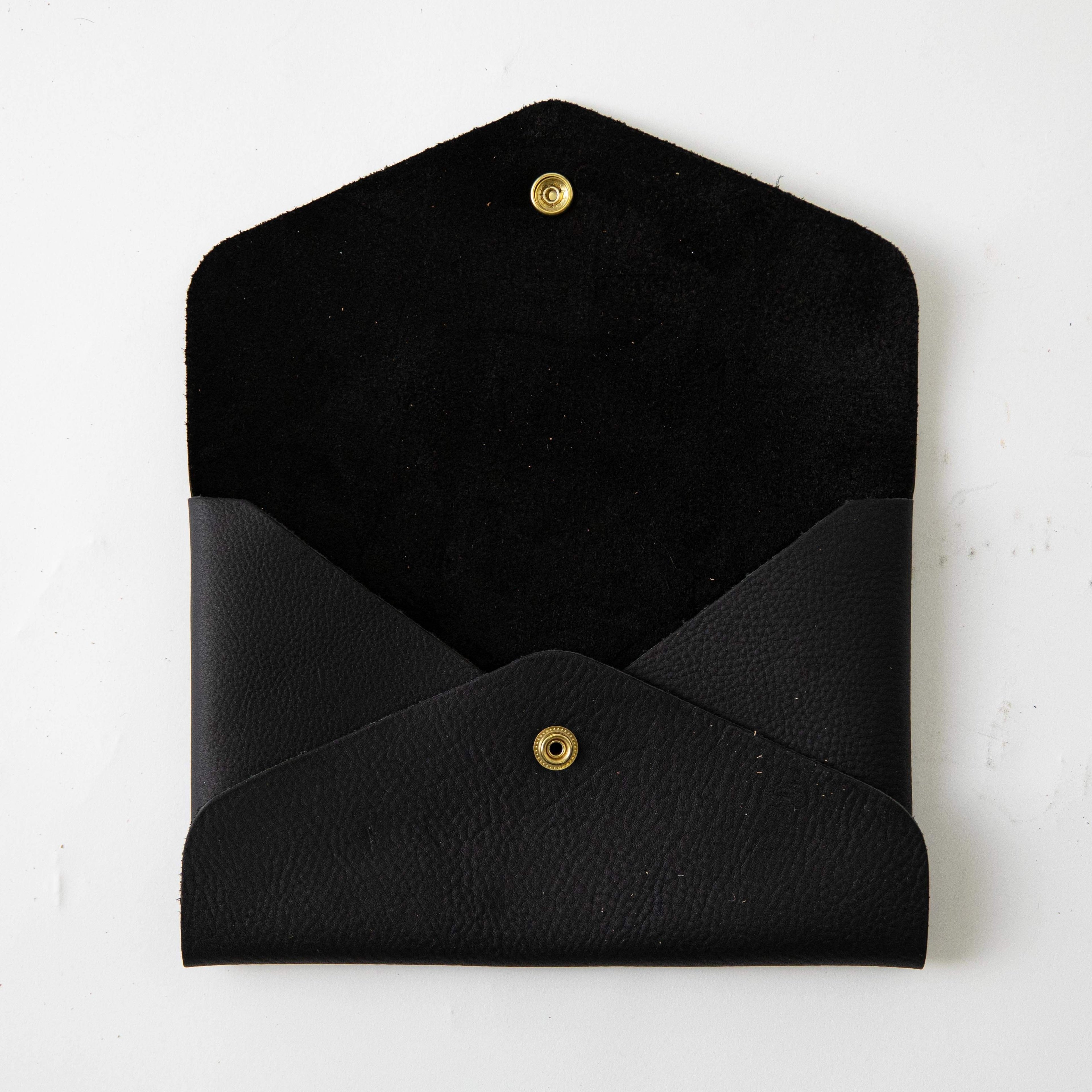Black Kodiak Envelope Clutch- leather clutch bag - handmade leather bags - KMM & Co.