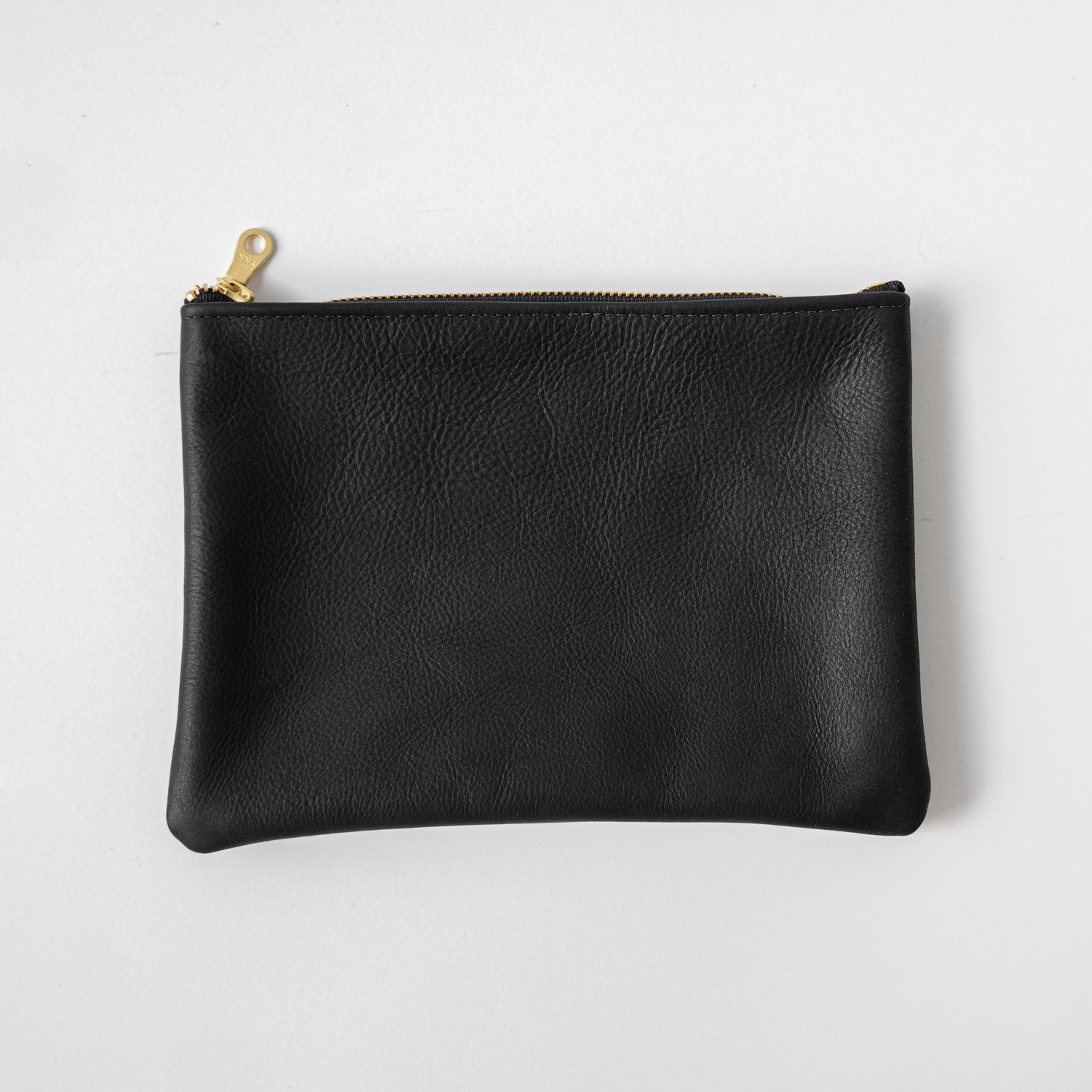Black Kodiak Medium Zip Pouch- leather zipper pouch - KMM & Co.