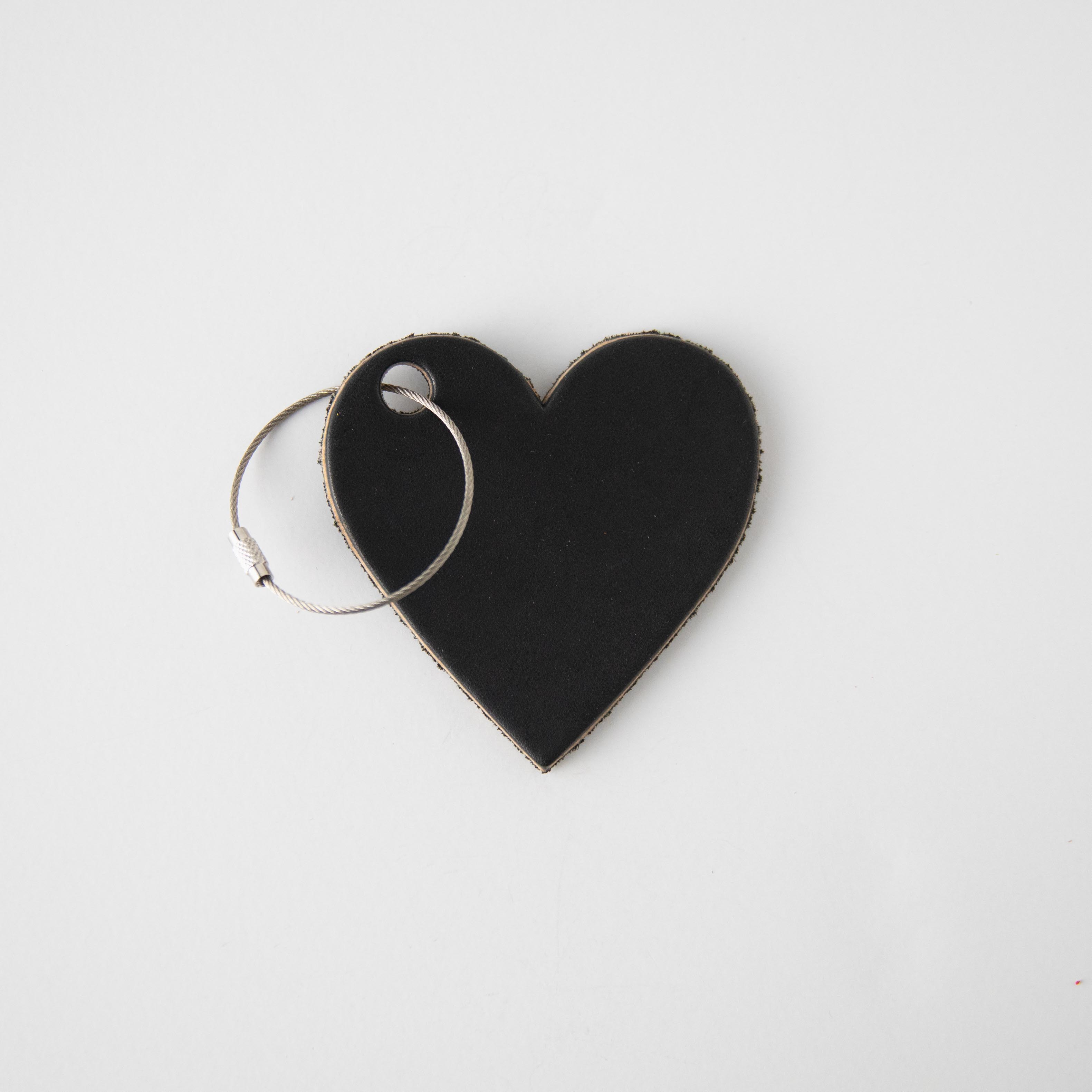 Black Leather Heart Tag- personalized luggage tags - custom luggage tags - KMM & Co.