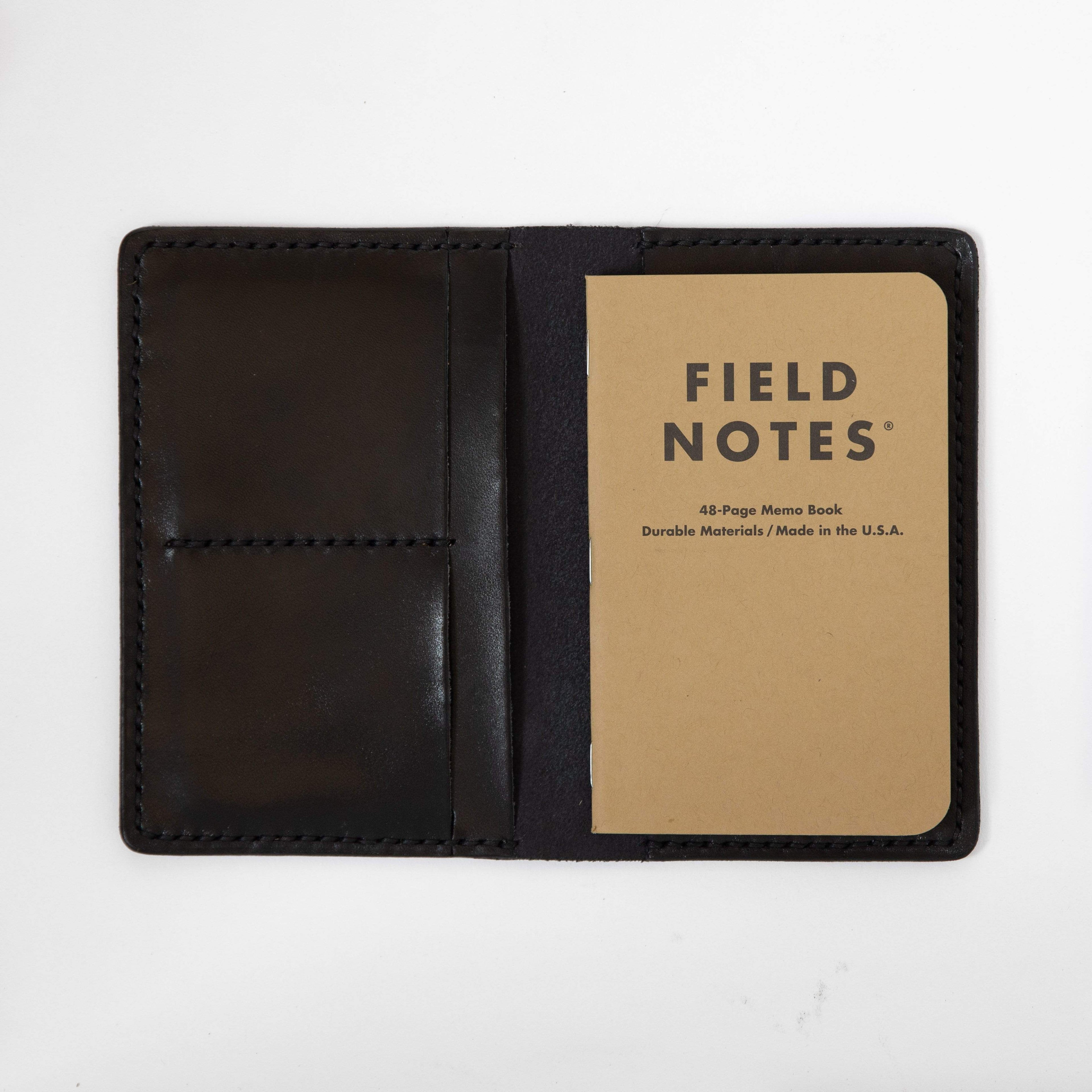 Black Notebook Wallet- leather notebook cover - passport holder - KMM &amp; Co.