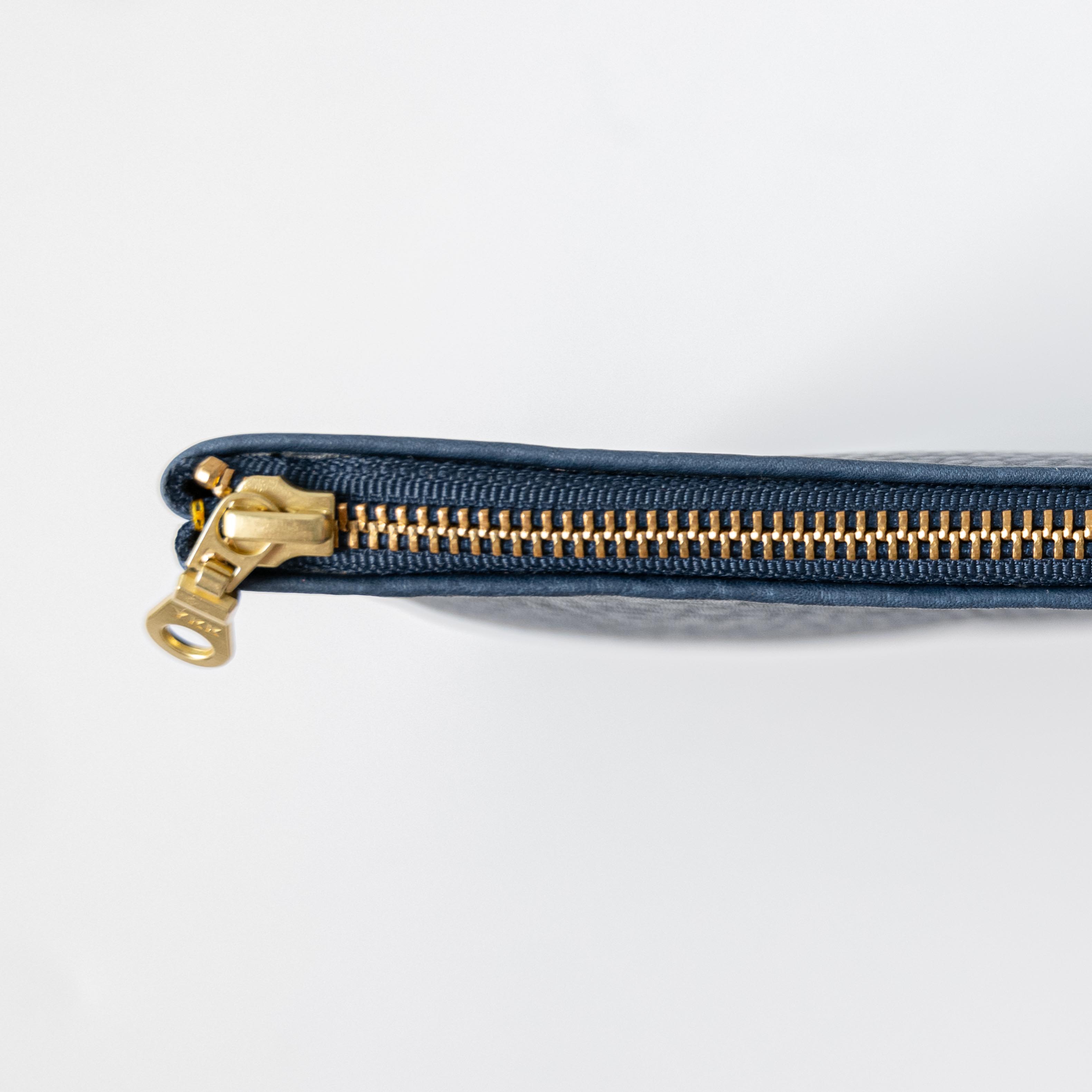 Blue Cypress Medium Zip Pouch- leather zipper pouch - KMM & Co.