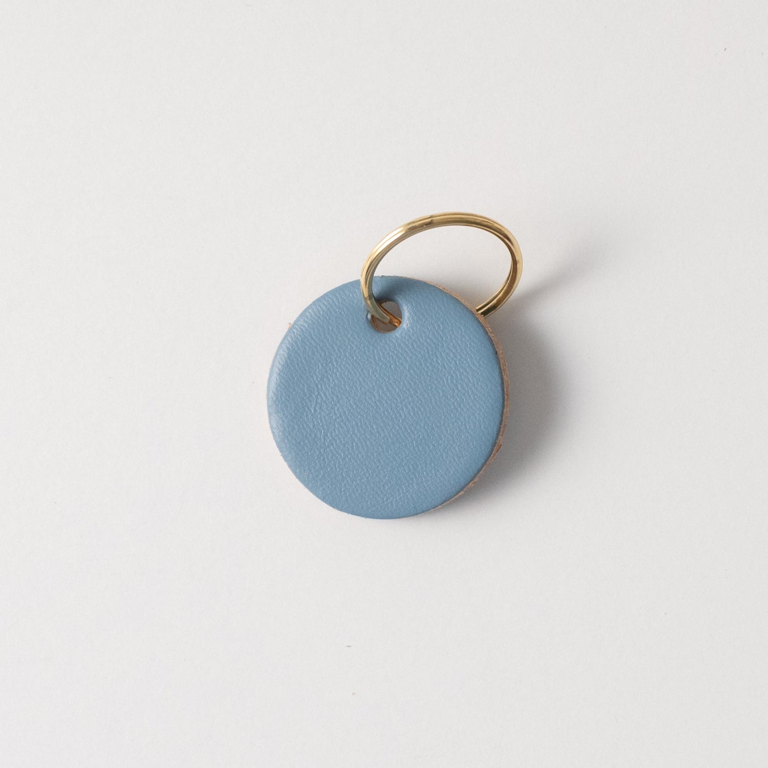 Blue Steel Circle Key Fob- leather keychain - leather key holder - leather key fob - KMM & Co.