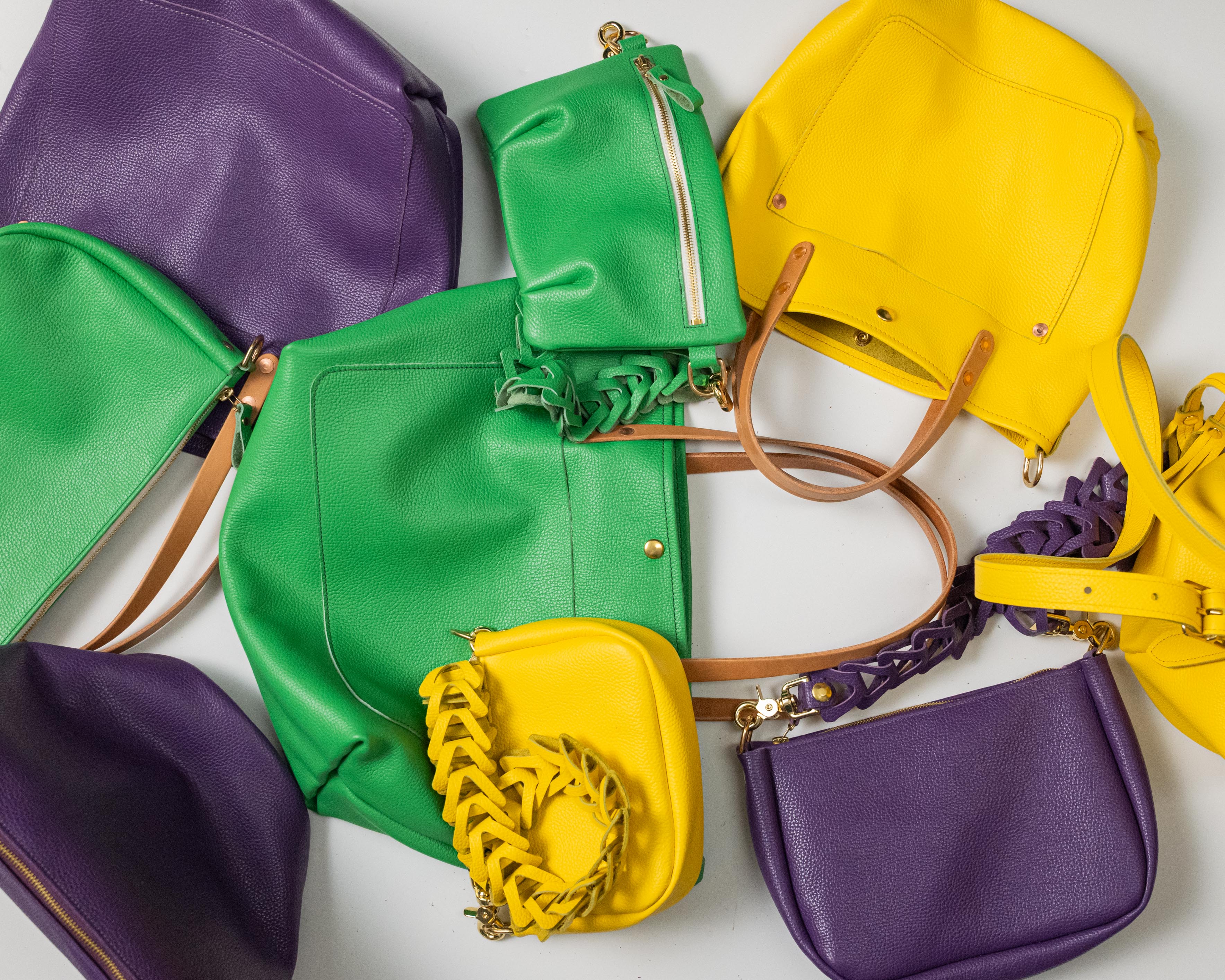 Bright Green Italian Pebbled Mini Bucket Bag