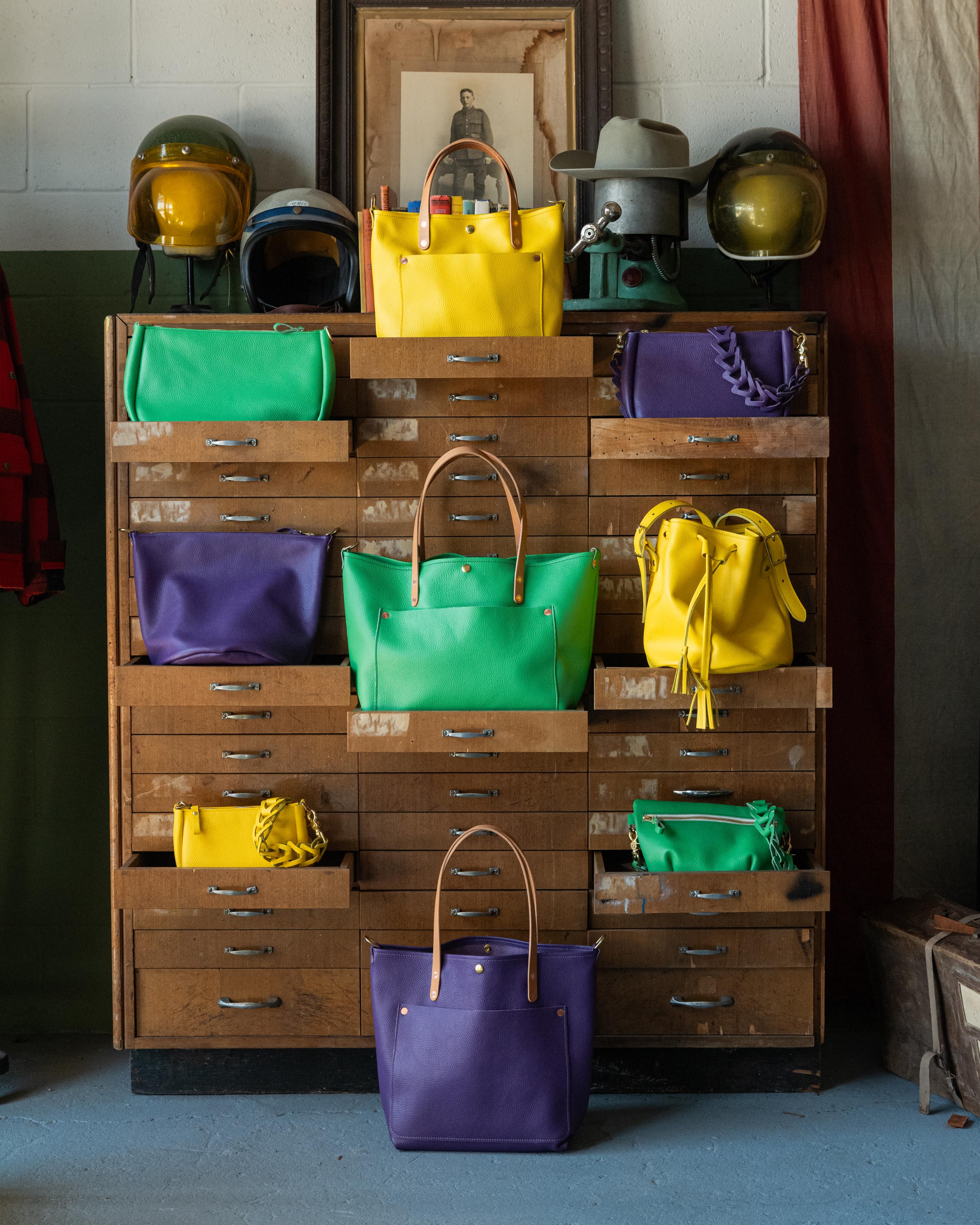 Bright Green Italian Pebbled Mini Bucket Bag