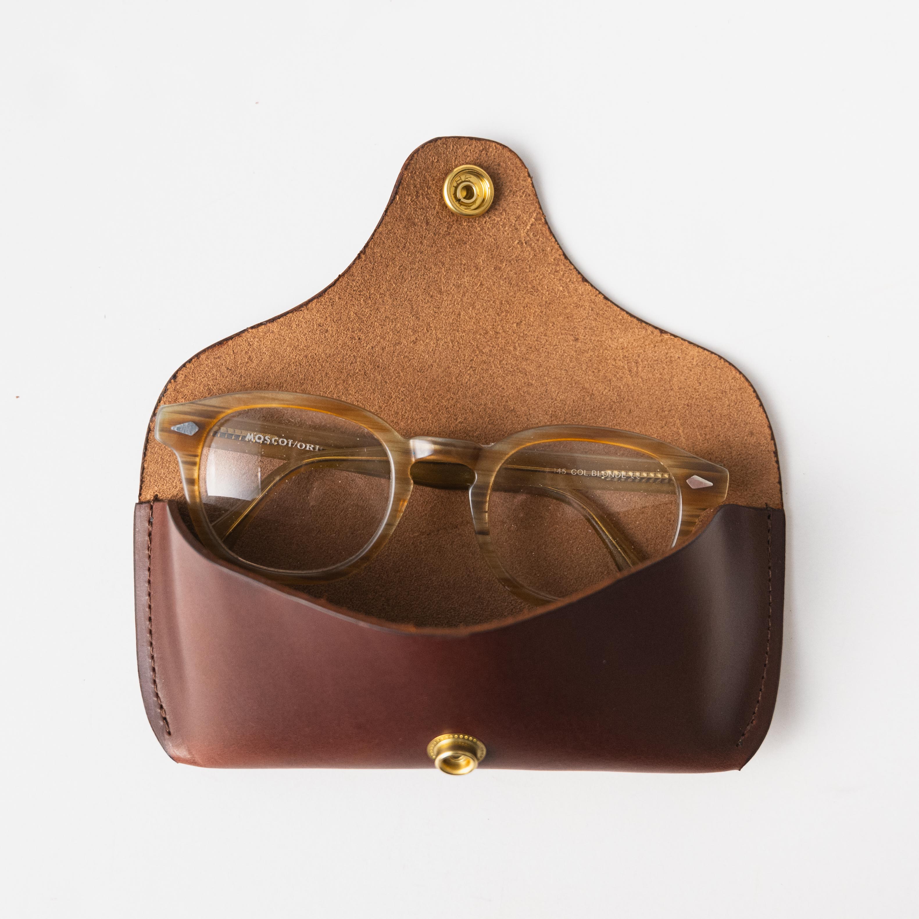 British Tan Double Shot Sunglasses Case- leather glasses case - KMM & Co.