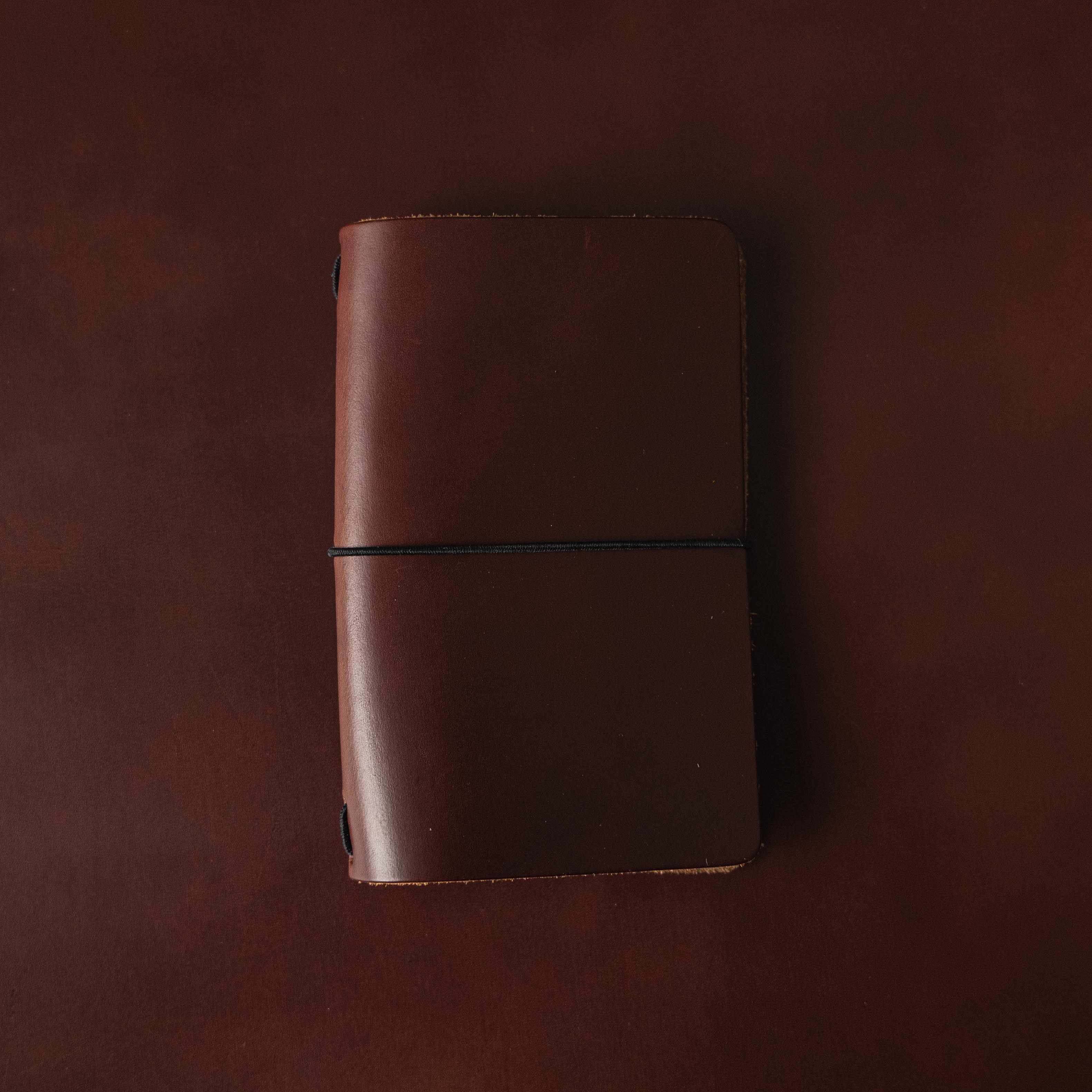 British Tan Double Shot Travel Notebook- leather journal - leather notebook - KMM & Co.