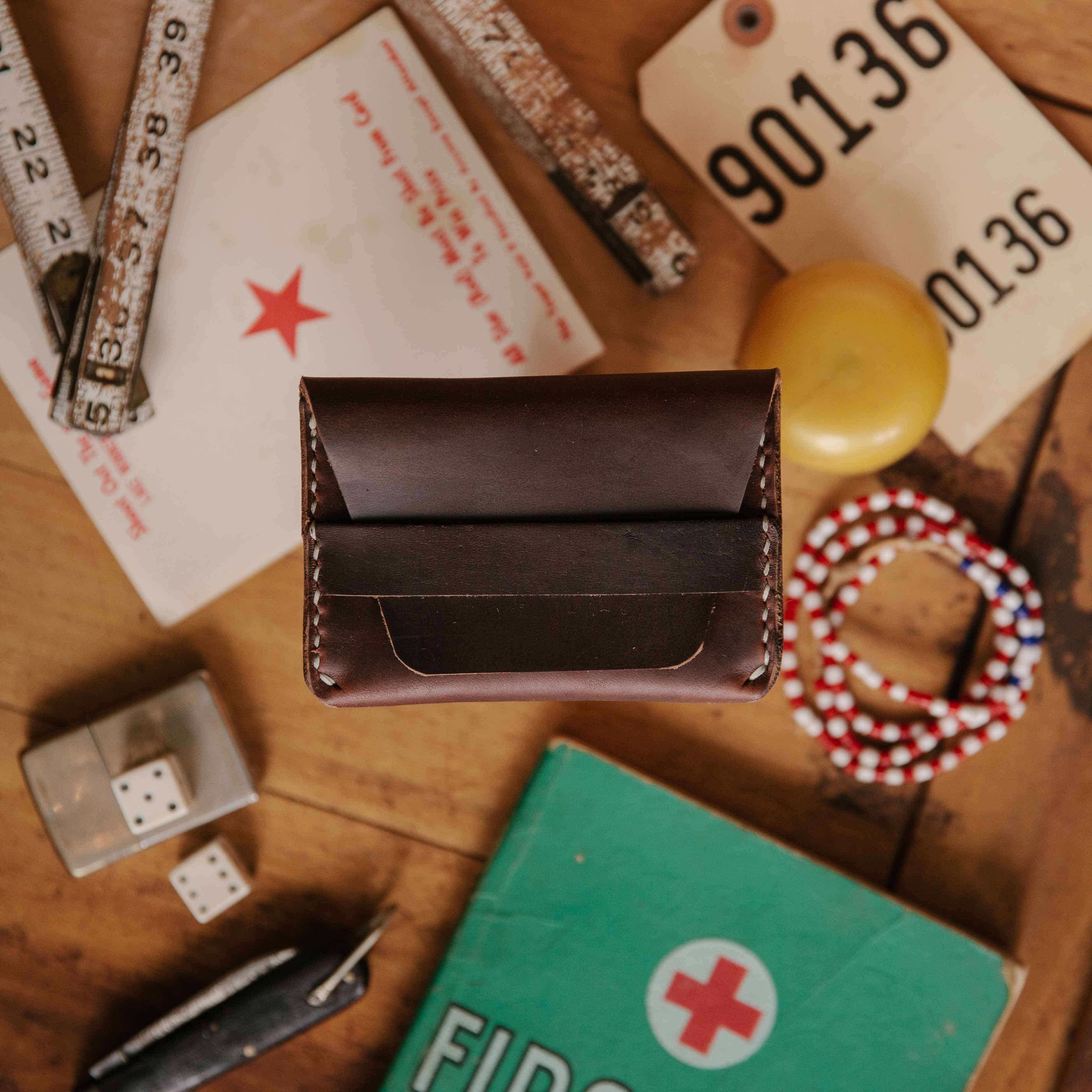 Brown Chromexcel Flap Wallet- mens leather wallet - handmade leather wallets at KMM & Co.