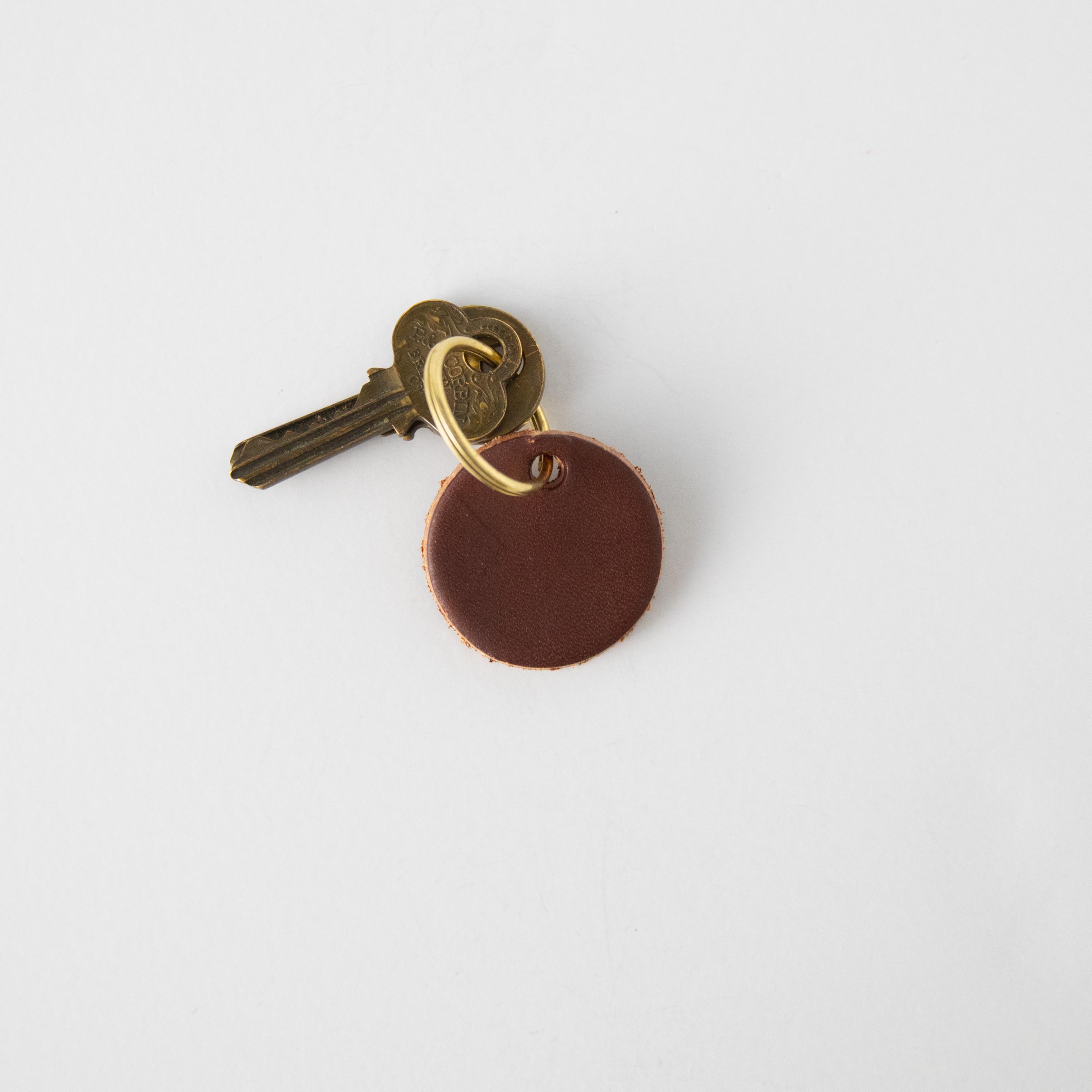 Brown Circle Key Fob | Leather Keychain made in America at KMM & Co.