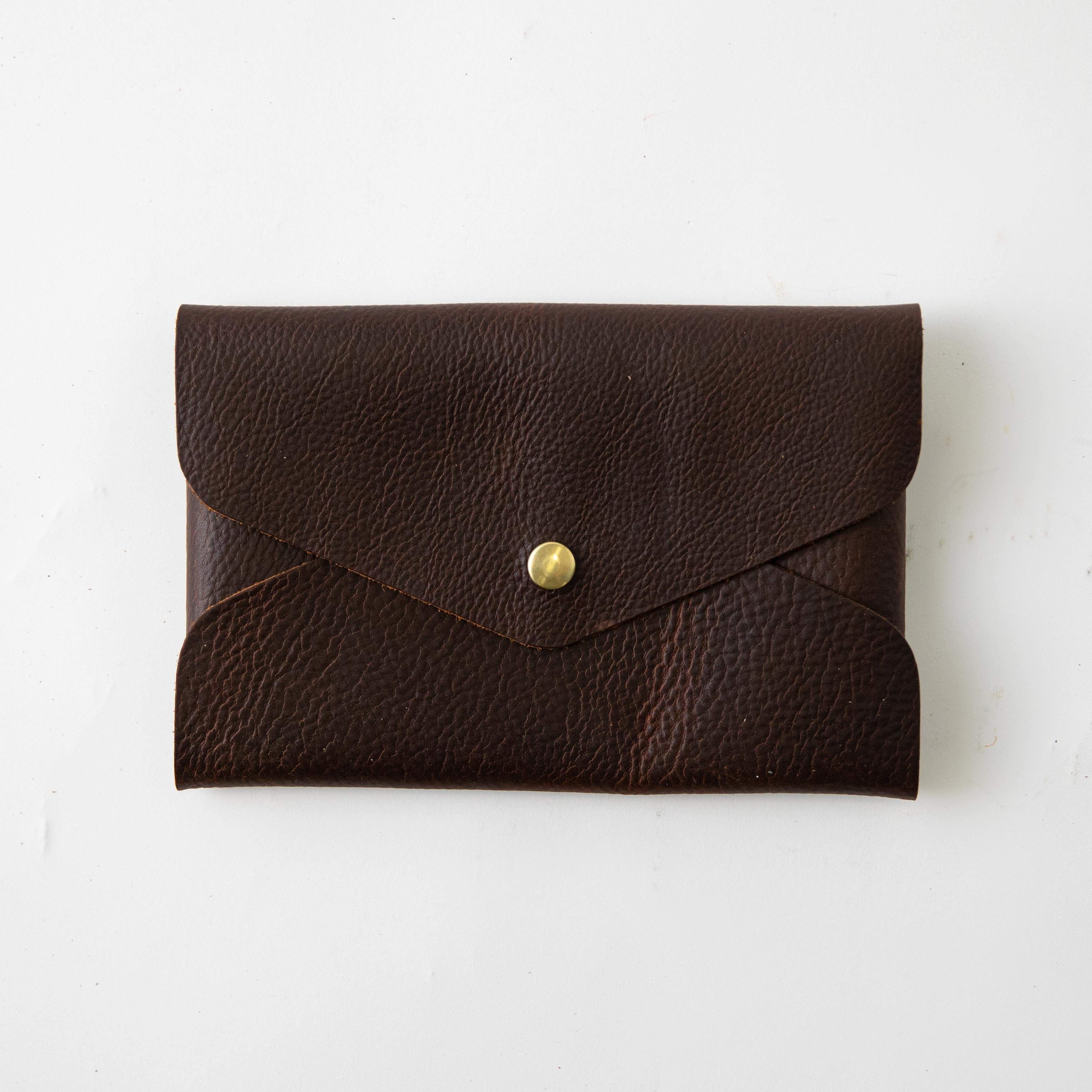 Brown Kodiak Envelope Clutch- leather clutch bag - handmade leather bags - KMM &amp; Co.