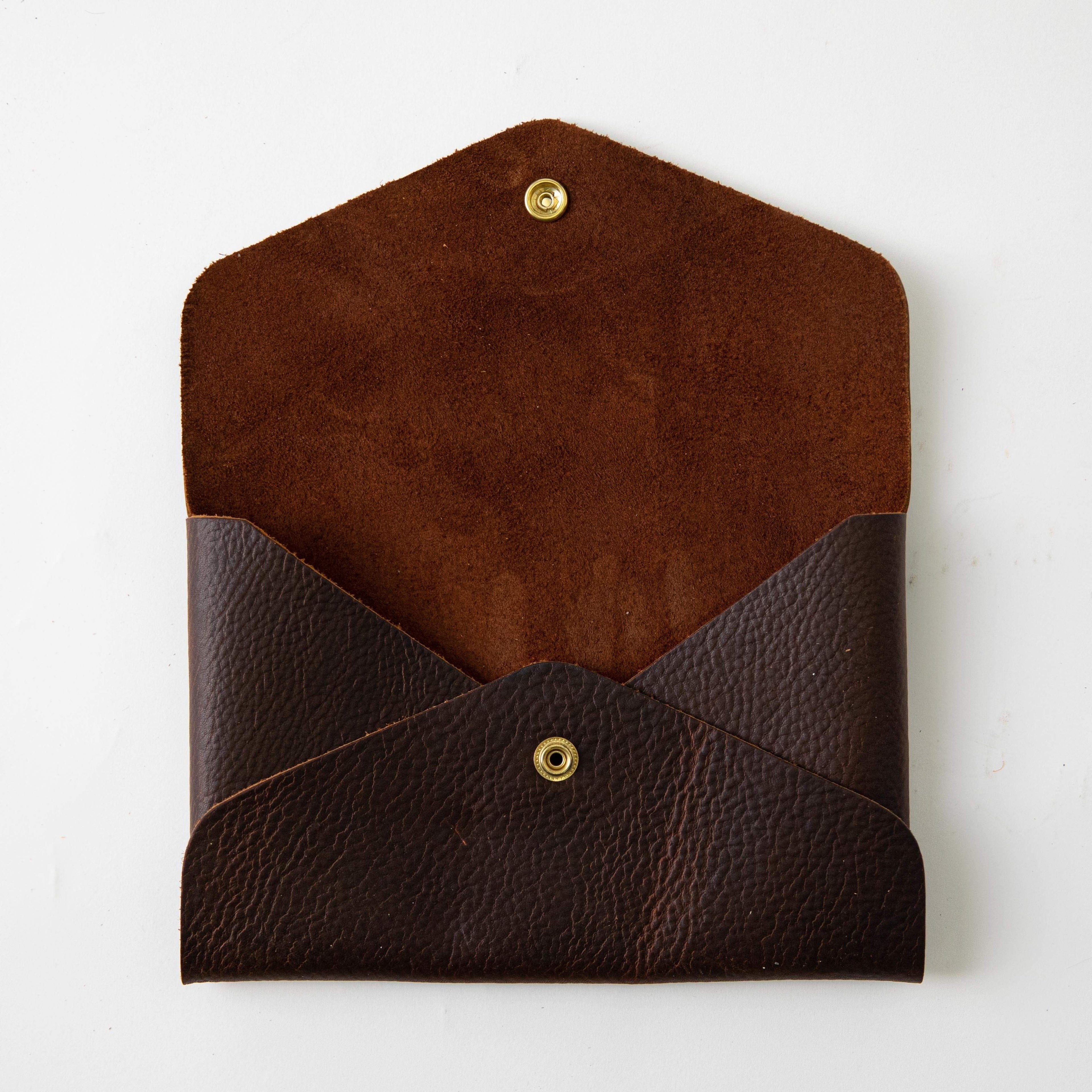 Brown Kodiak Envelope Clutch- leather clutch bag - handmade leather bags - KMM & Co.