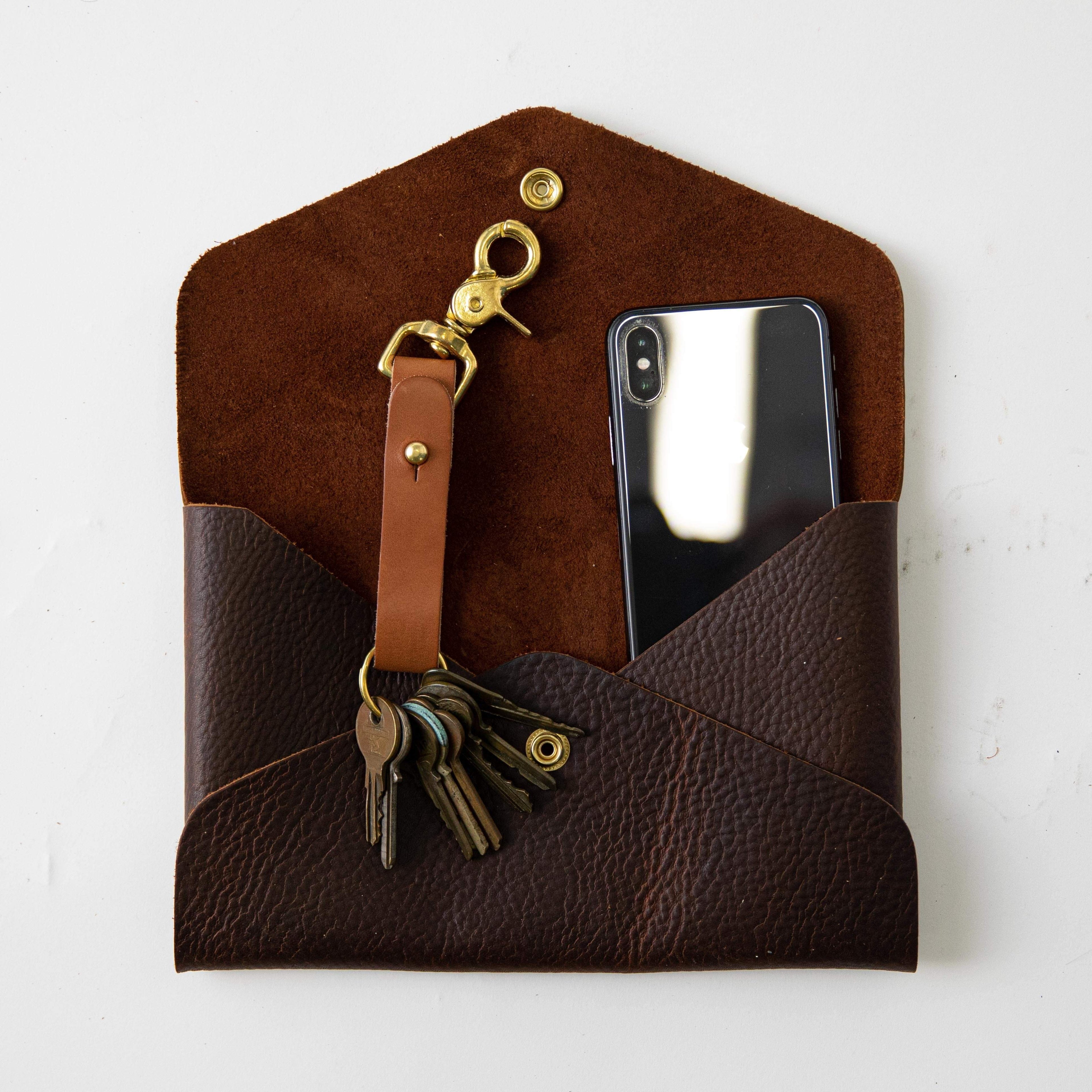 Brown Kodiak Envelope Clutch- leather clutch bag - handmade leather bags - KMM & Co.