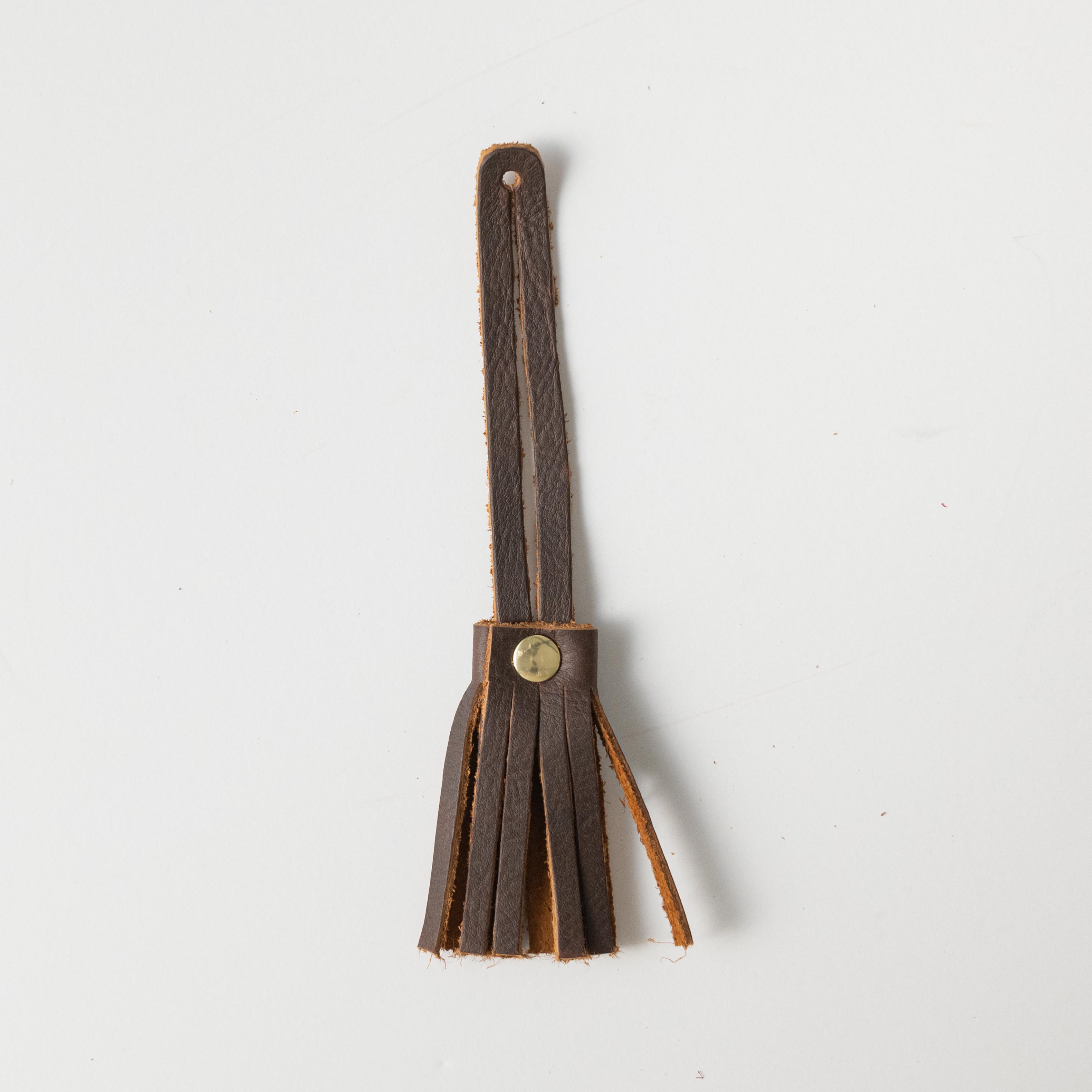 Brown Kodiak Mini Tassel- leather tassel keychain - KMM & Co.