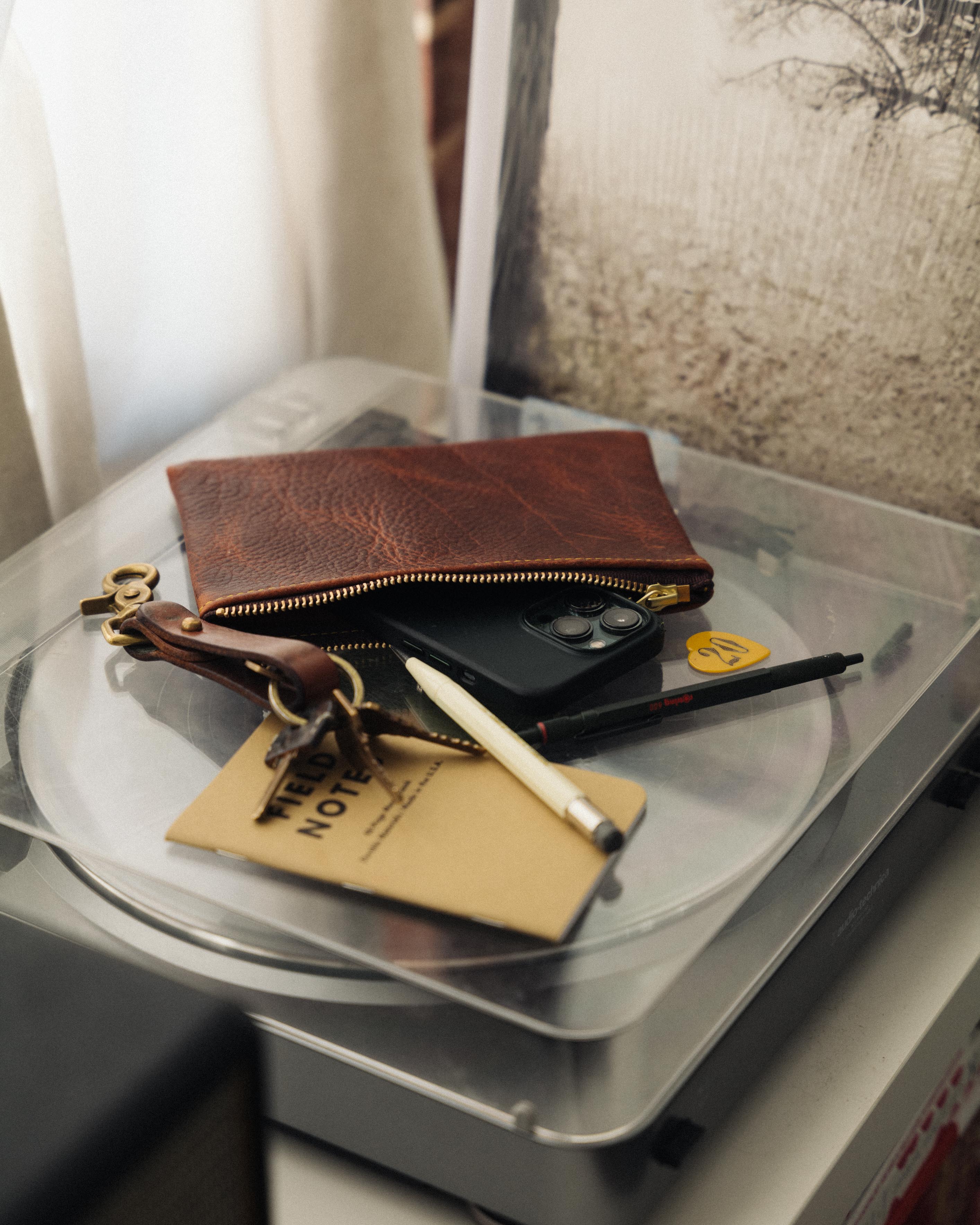 Brown Kodiak Small Zip Pouch- small zipper pouch - leather zipper pouch - KMM & Co.