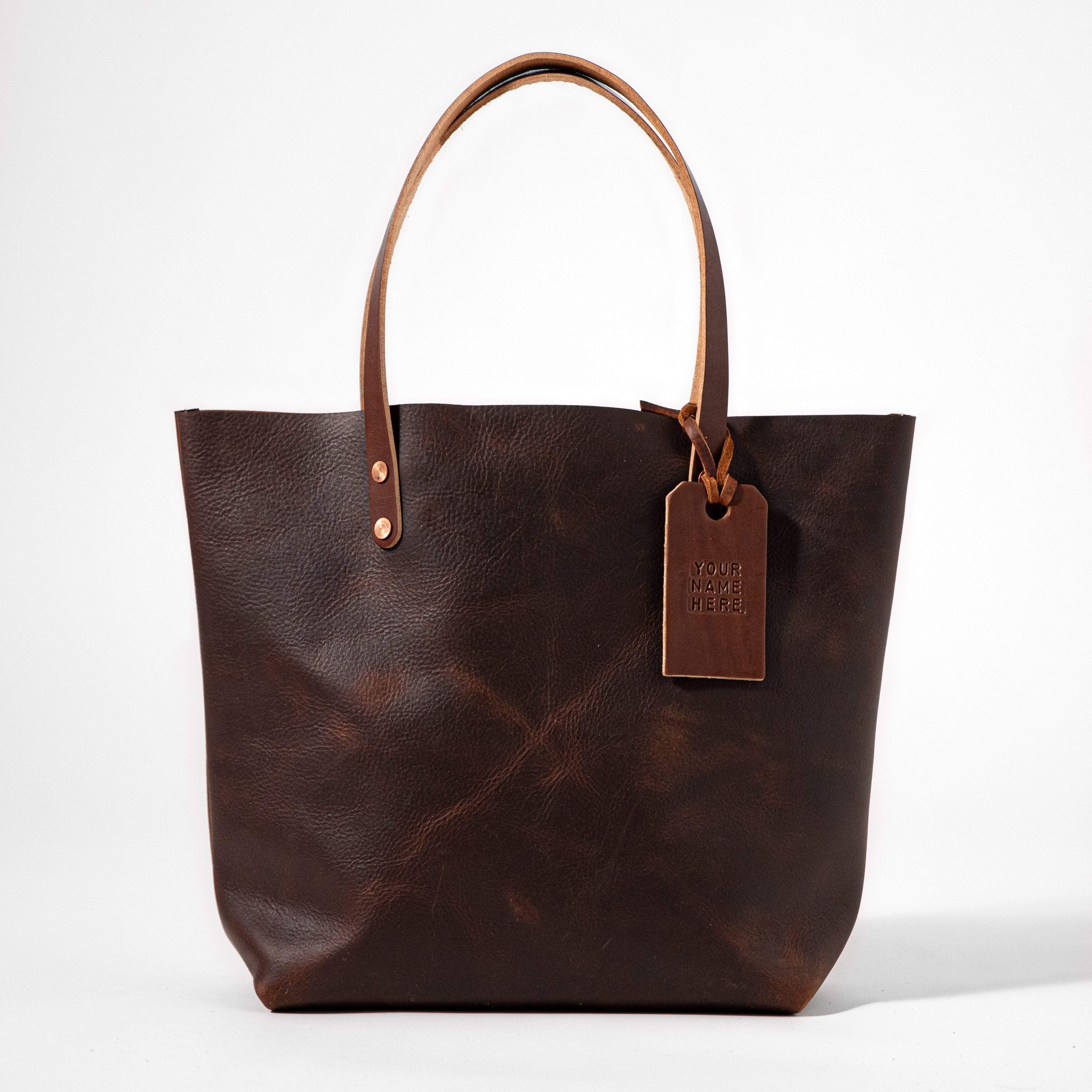 Zipper Tote Leather Bag, Leather Tote Bag for Women | Mayko Bags Brown