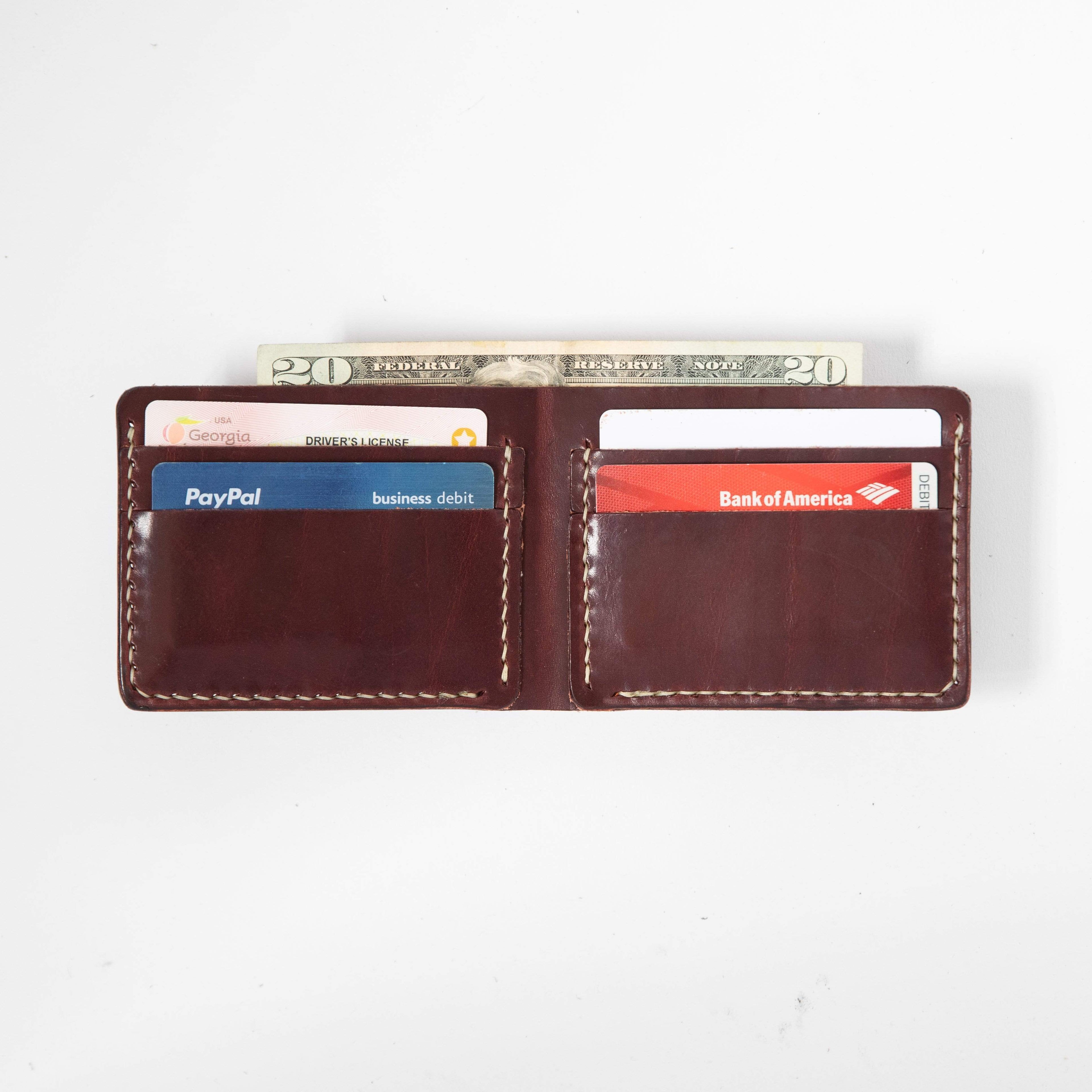 Burgundy Billfold- leather billfold wallet - mens leather bifold wallet - KMM & Co.
