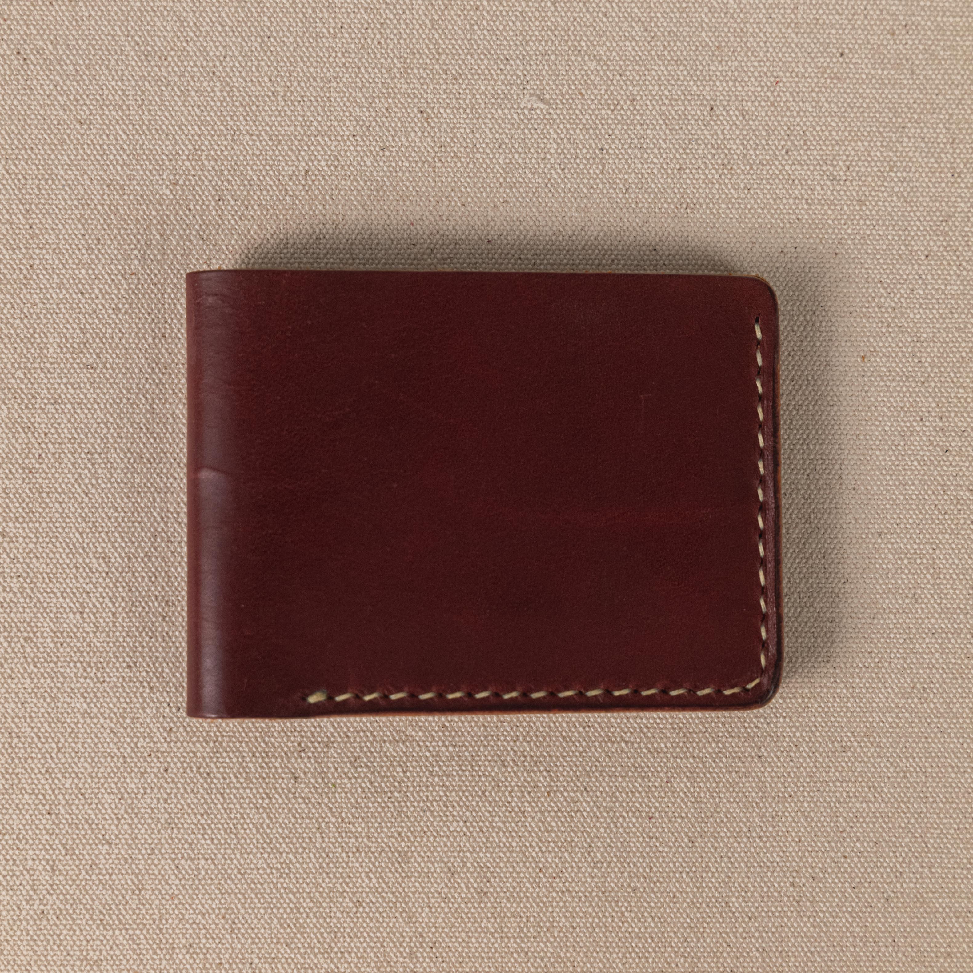 Burgundy Billfold- leather billfold wallet - mens leather bifold wallet - KMM & Co.