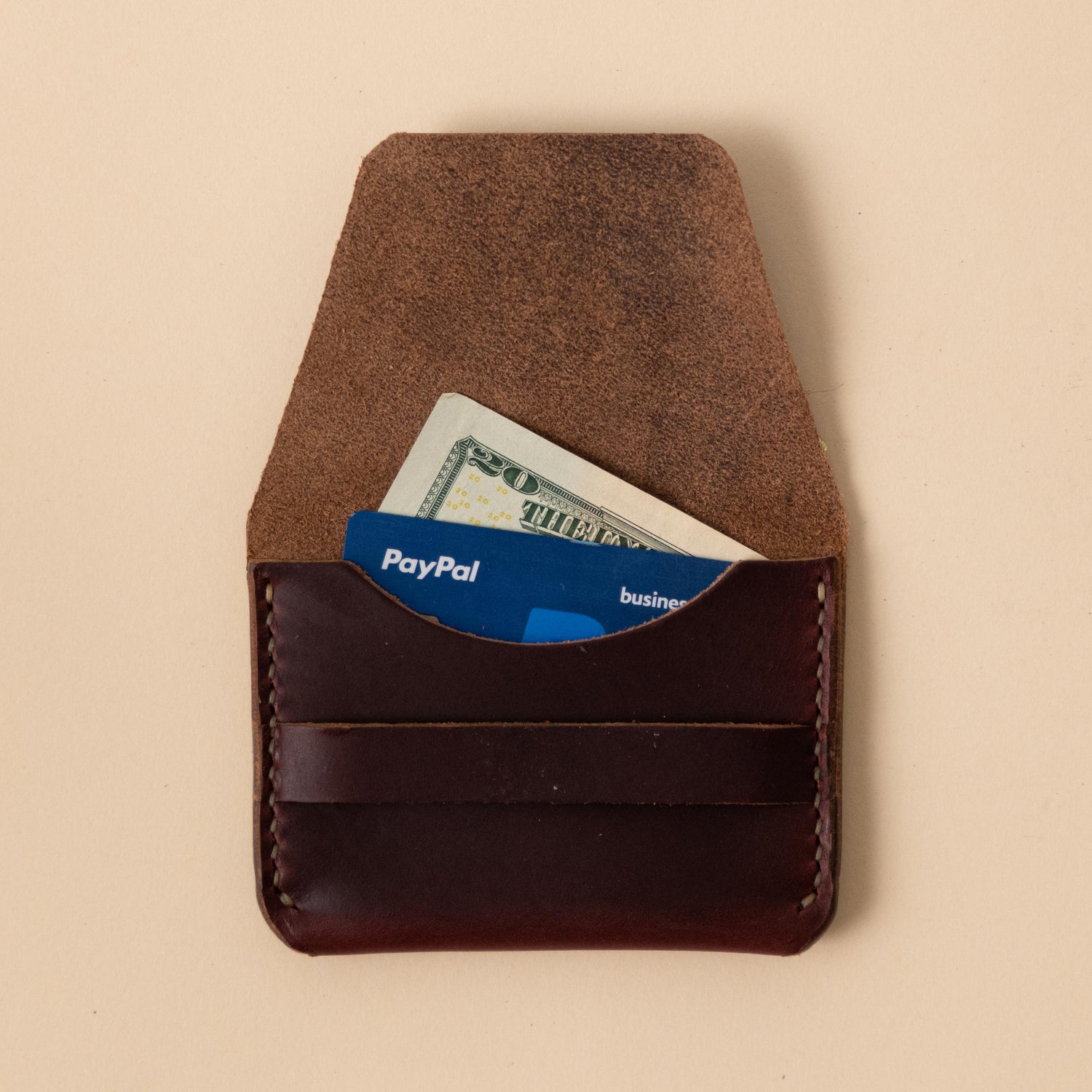 Burgundy Chromexcel Flap Wallet- mens leather wallet - handmade leather wallets at KMM & Co.