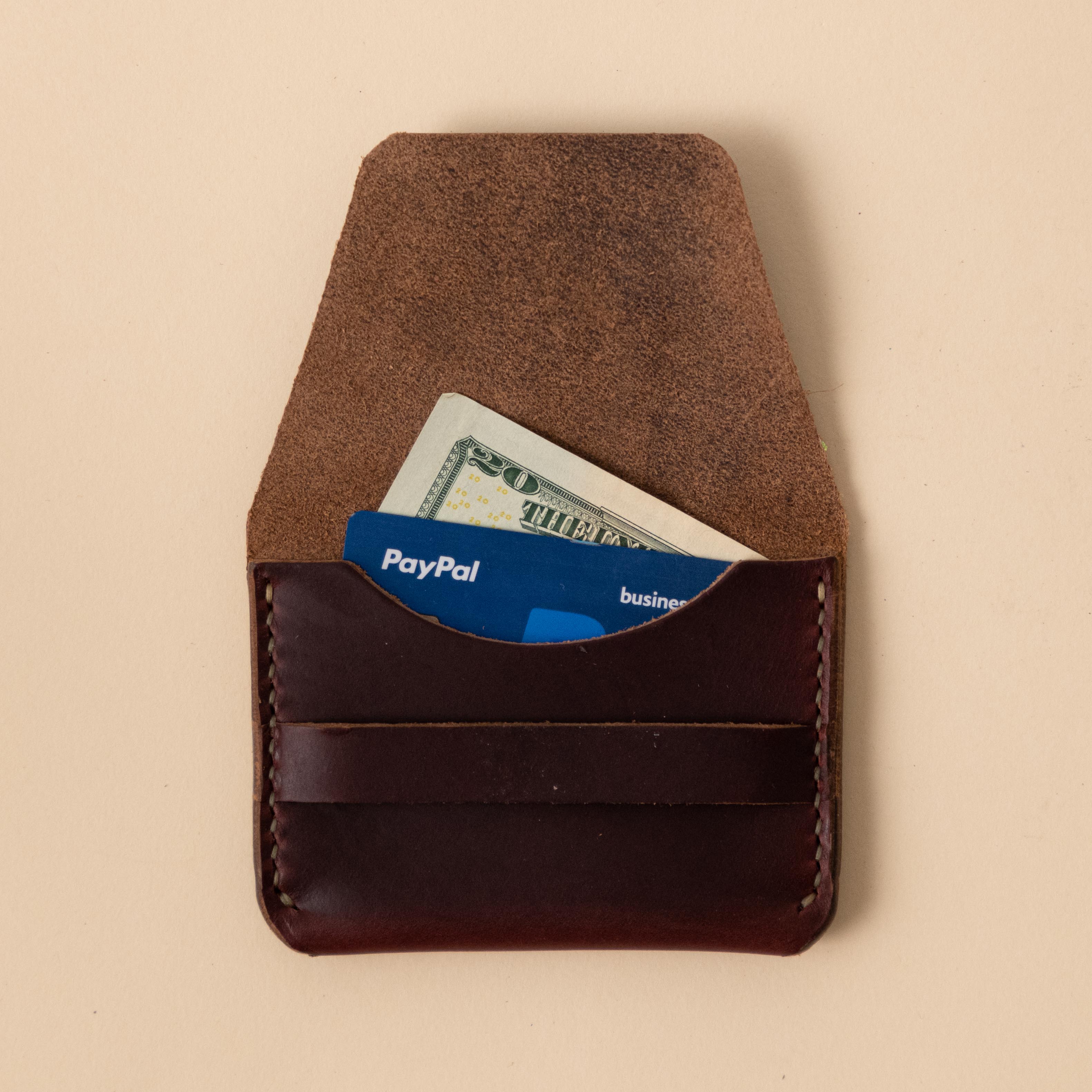 Burgundy Chromexcel Flap Wallet- mens leather wallet - handmade leather wallets at KMM & Co.