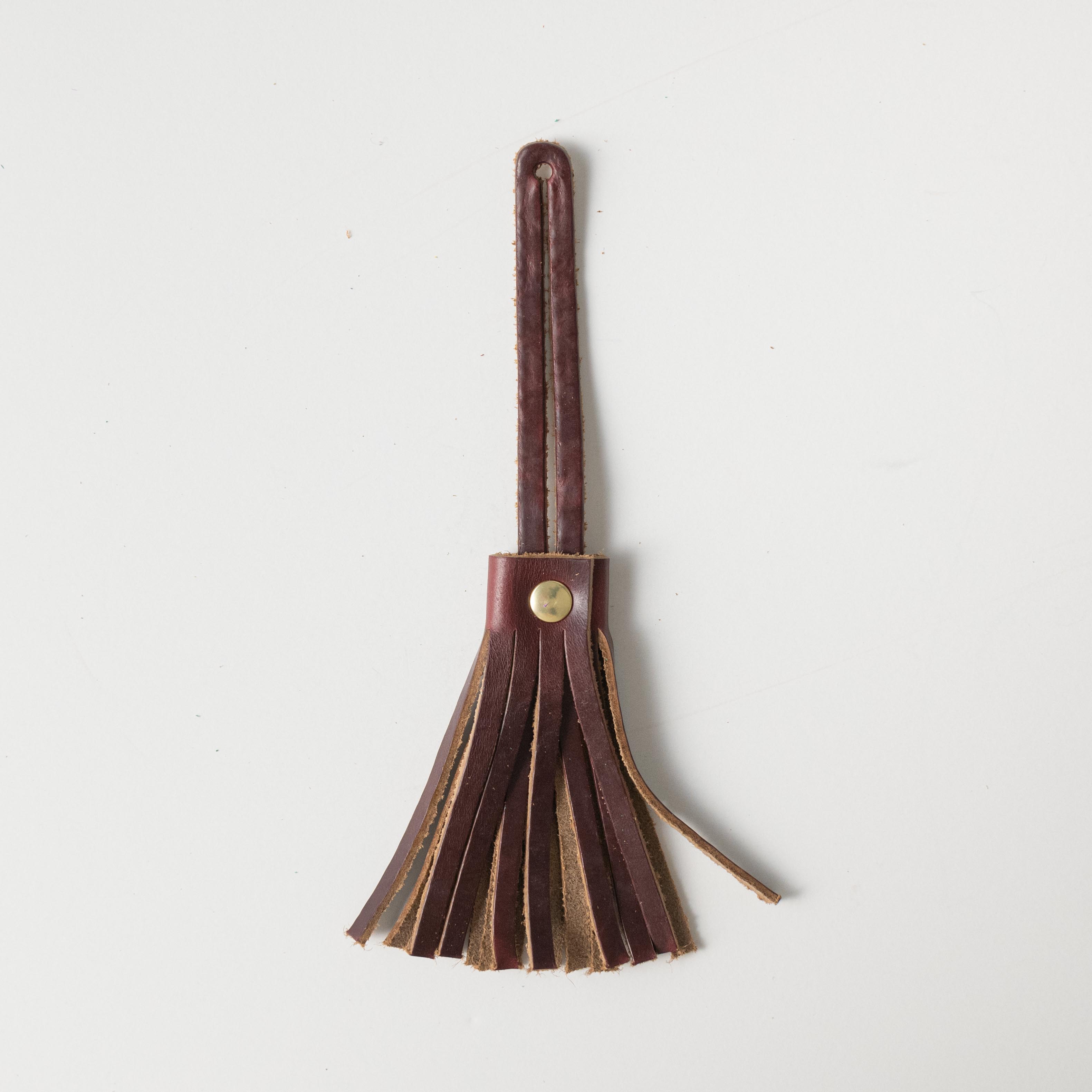 Burgundy Chromexcel Leather Tassel- leather tassel keychain - KMM & Co.