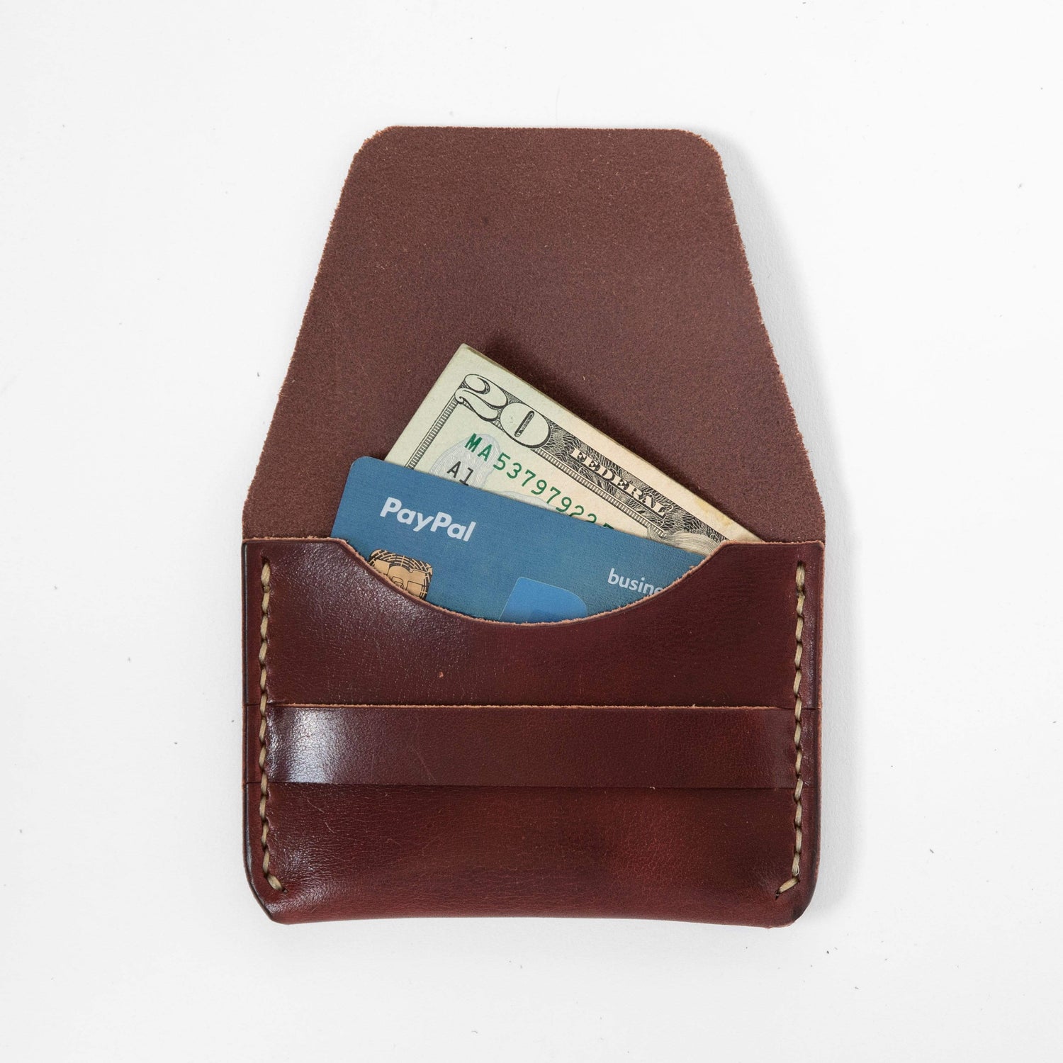 Burgundy Flap Wallet- mens leather wallet - handmade leather wallets at KMM & Co.