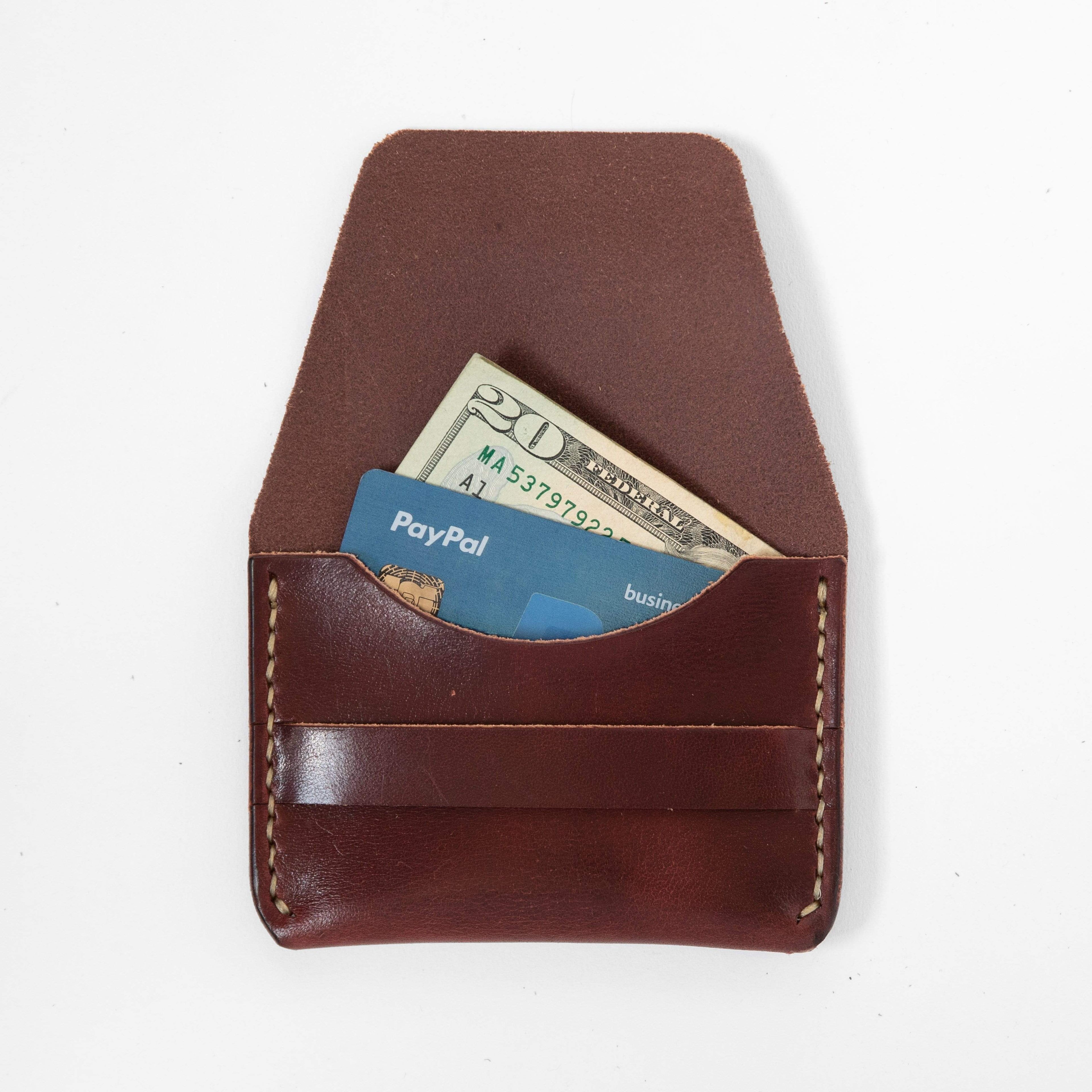 Burgundy Flap Wallet- mens leather wallet - handmade leather wallets at KMM & Co.