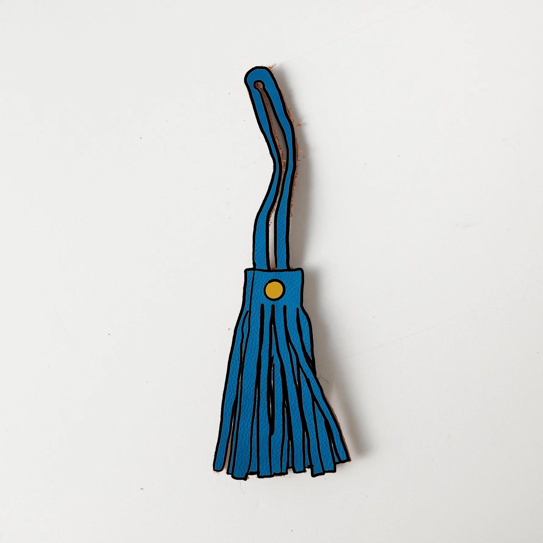 Cerulean Cypress Leather Tassel- leather tassel keychain - KMM & Co.