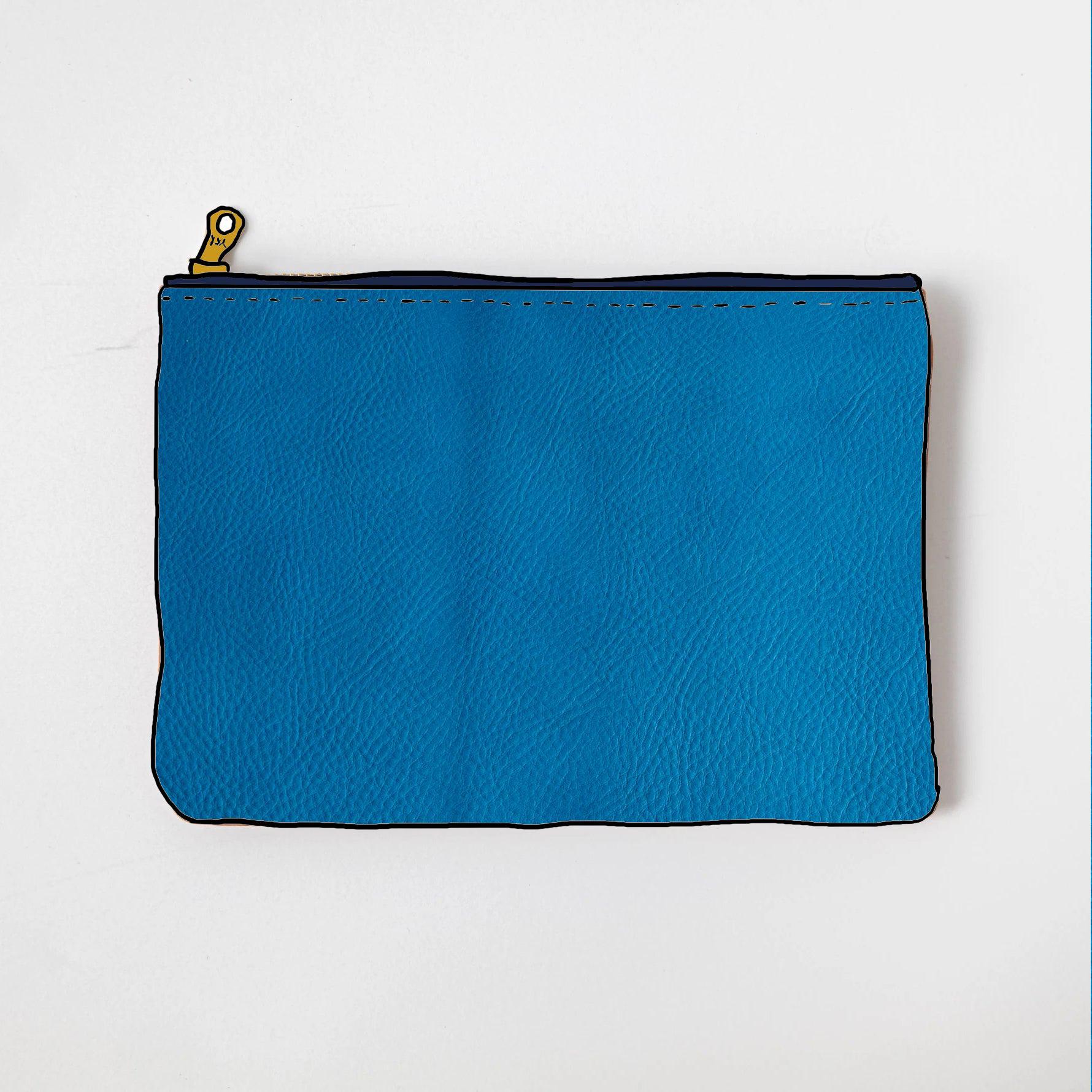 Cerulean Cypress Medium Zip Pouch- leather zipper pouch - KMM &amp; Co.